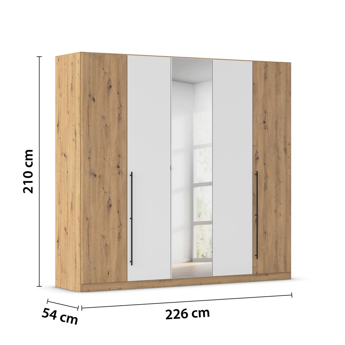 Kleiderschrank Safari mit Spiegel B: 226 cm - Weiß/Eiche Artisan, KONVENTIONELL, Holzwerkstoff (226/210/54cm)