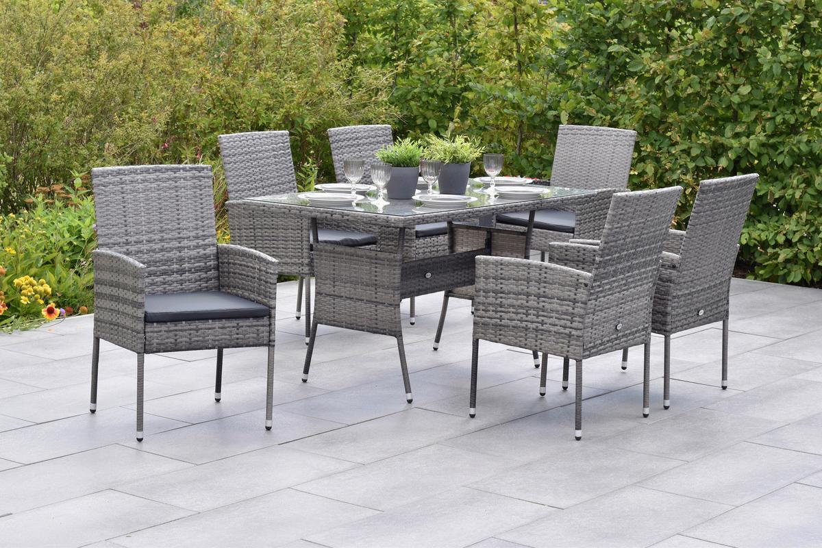 Gartenset Gran Canaria - Grau, MODERN, Kunststoff/Metall - Gardenson