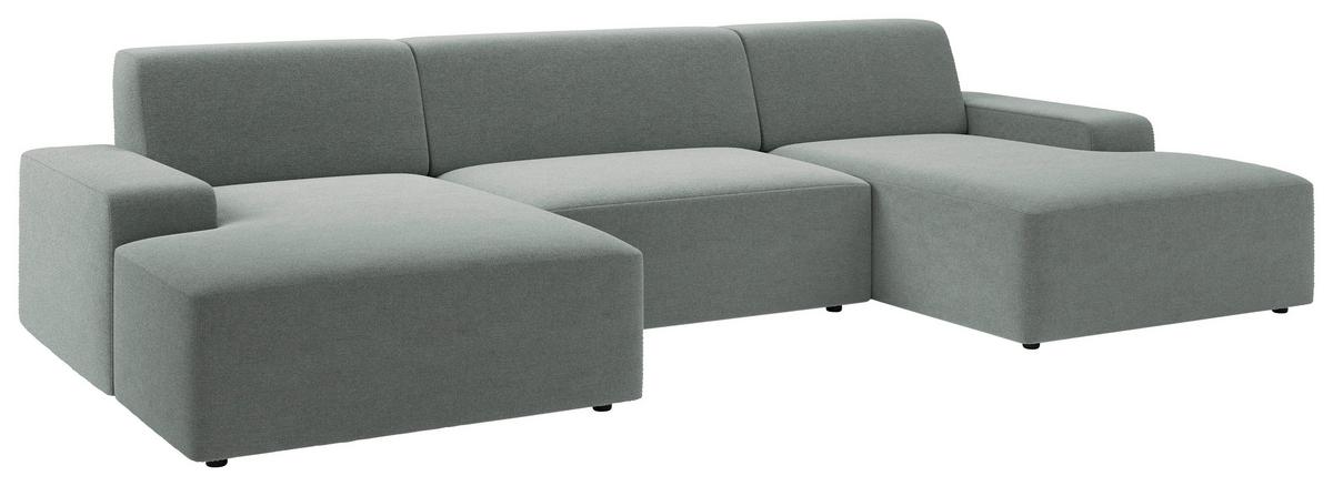 Wohnlandschaft Wien Grau U: 162x329x162 cm - Schwarz/Grau, MODERN, Textil (162/329/162cm) - Trendmanufaktur