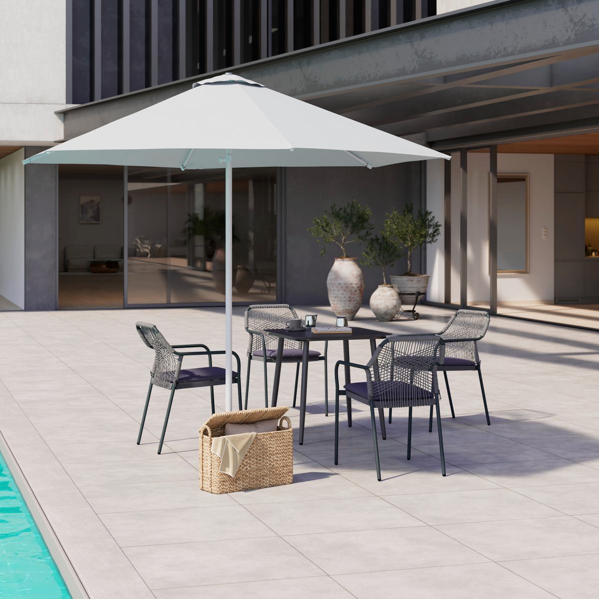 Sonnenschirm Sunny Dm: 259 Cm H: 239cm Grau - Hellgrau, MODERN, Textil/Metall (268/239cm) - Luca Bessoni