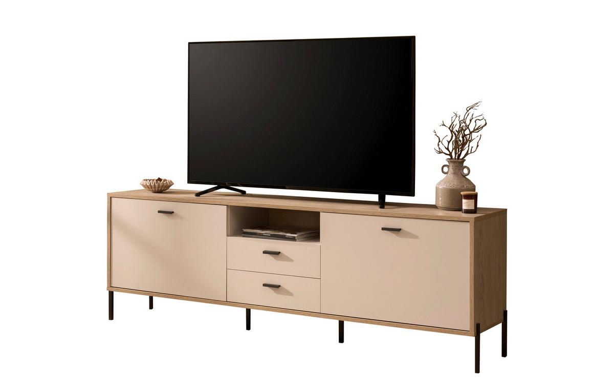 Lowboard Fredericia Eichefarben Kaschmir B: 196 cm - Kaschmir/Eichefarben, Design, Holzwerkstoff (196/65/40cm) - MID.YOU
