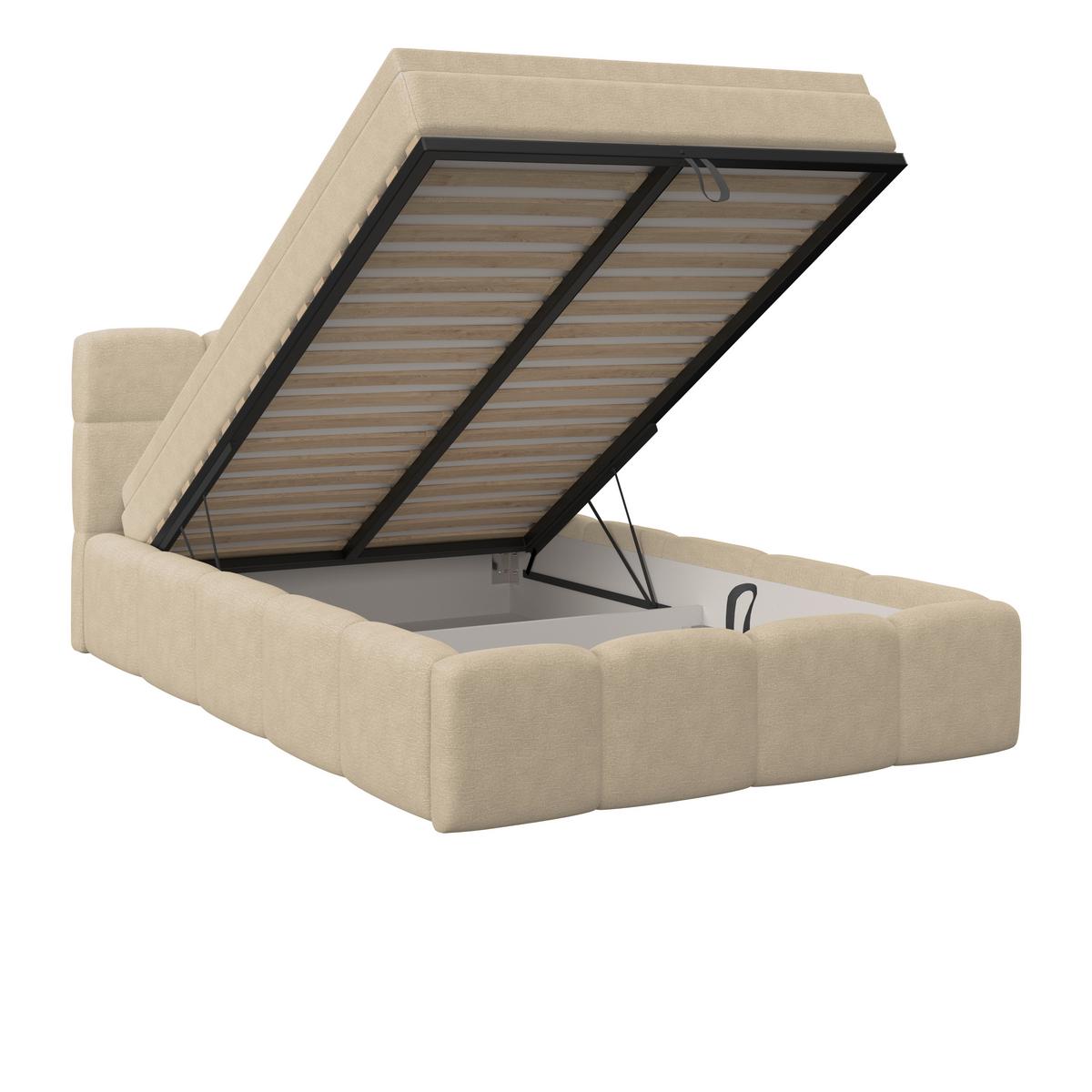 Polsterbett Noe Braun, Lf: 140x200 cm - Schwarz/Braun, Trend, Textil/Metall (140/200cm)