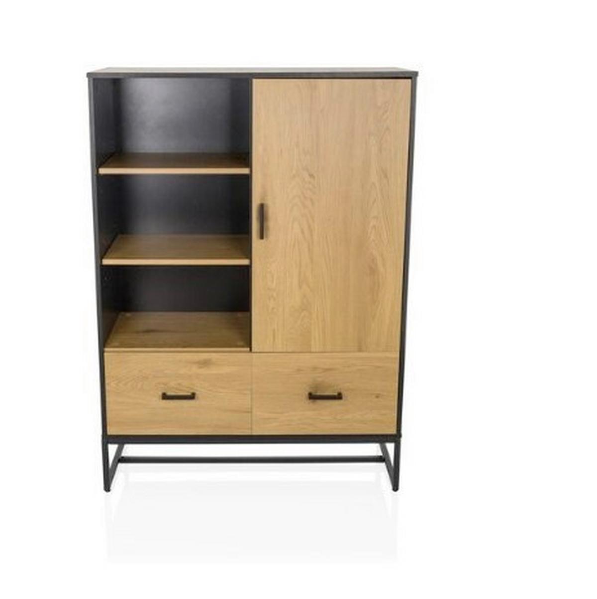 Highboard Amio Eichefarben, Schwarz B: 100 Cm - Eichefarben/Schwarz, MODERN, Holzwerkstoff (100/140/40cm) - MID.YOU