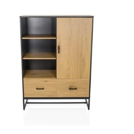 Highboard Amio Eichefarben, Schwarz B: 100 Cm