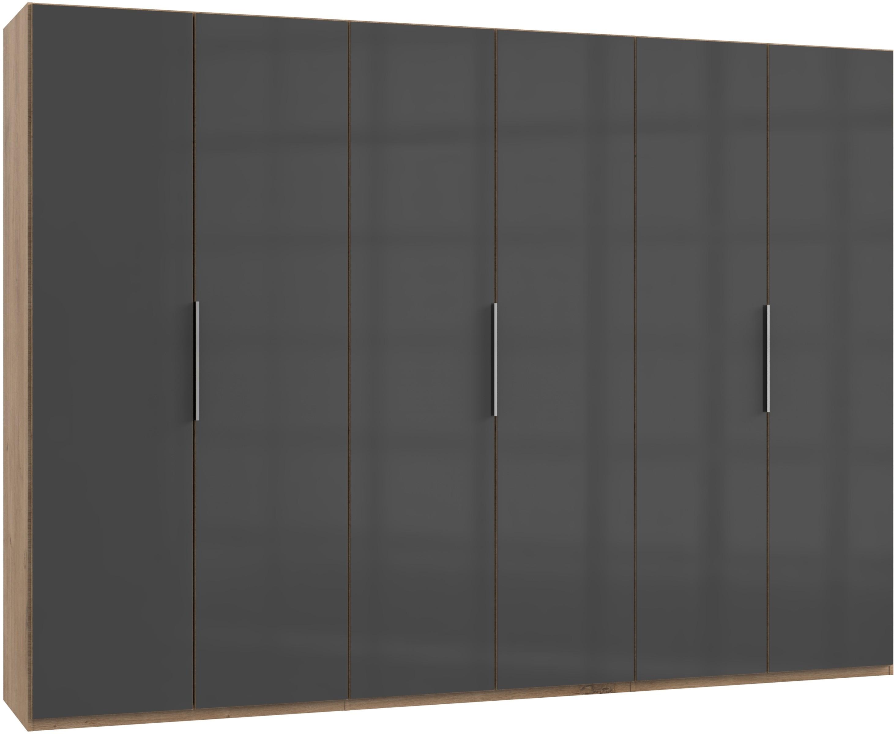 Drehtürenschrank 300cm Level, Grau/eiche Dekor - Eichefarben/Weiß, MODERN, Glas/Holzwerkstoff (300/216/58cm) - MID.YOU
