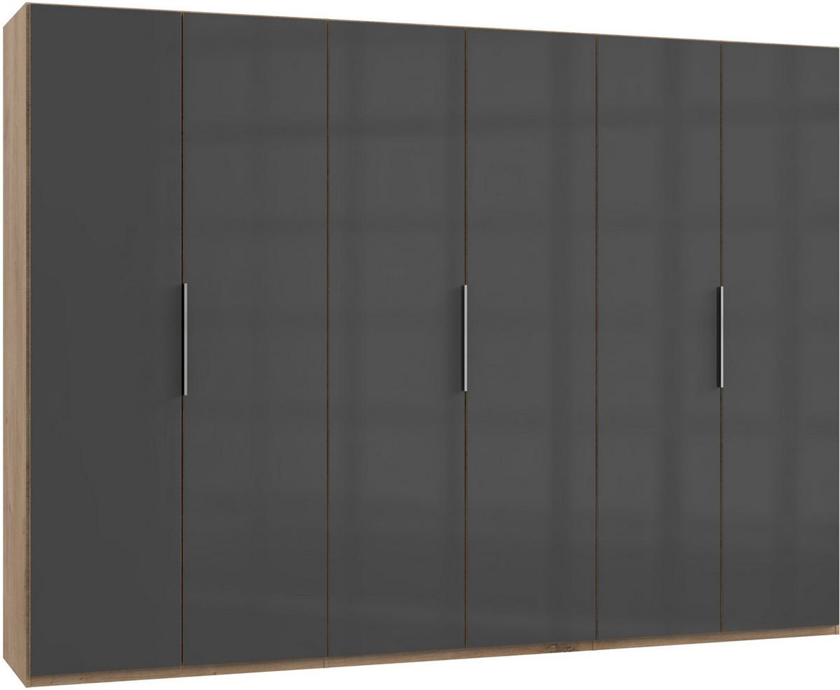 Drehtürenschrank 300cm Level, Grau/eiche Dekor - Eichefarben/Weiß, MODERN, Glas/Holzwerkstoff (300/216/58cm) - MID.YOU