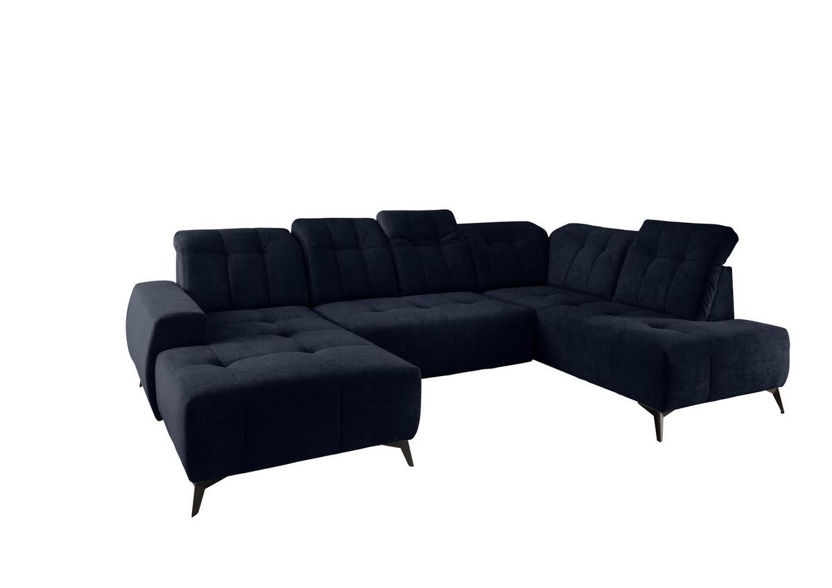 Ecksofa, Sitzvorzug Elektrisch Sano, Dunkelbl., 180x337x200cm - Schwarz/Dunkelblau, MODERN, Textil (180/337/200cm) - Livetastic