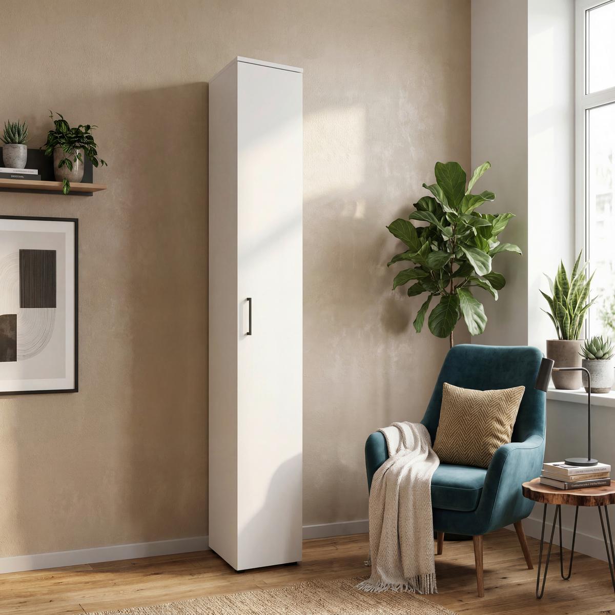 Mehrzweckschrank Multi Weiß BxH 30x195 cm mit Einlegeböden - Weiß, MODERN, Holzwerkstoff (30/195/40cm)