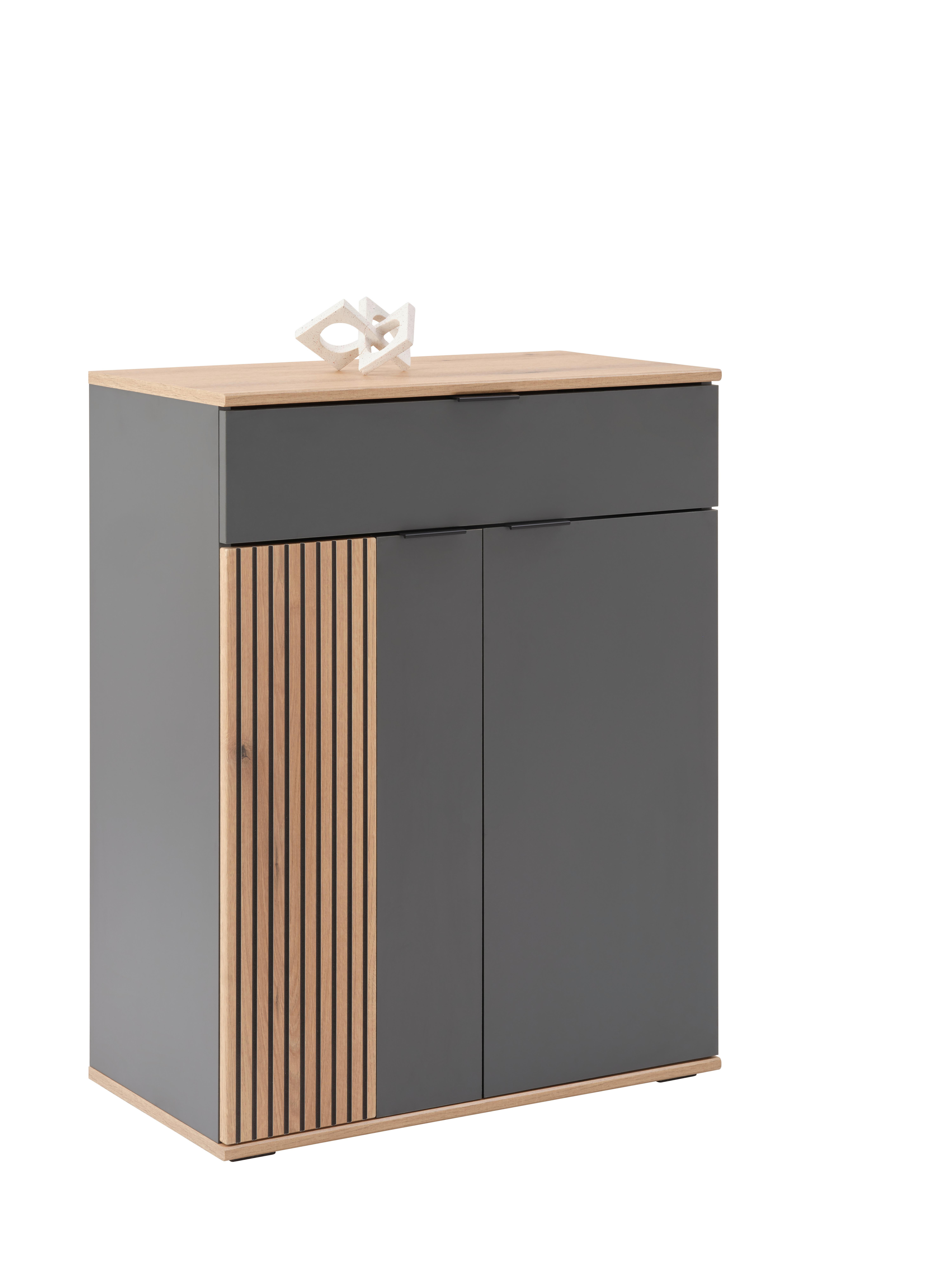 Kommode Clever Anthrazit B: 70 cm - Eichefarben/Anthrazit, MODERN, Holzwerkstoff (70/92/38cm)
