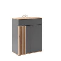 Kommode Clever Anthrazit B: 70 cm - Eichefarben/Anthrazit, MODERN, Holzwerkstoff (70/92/38cm)