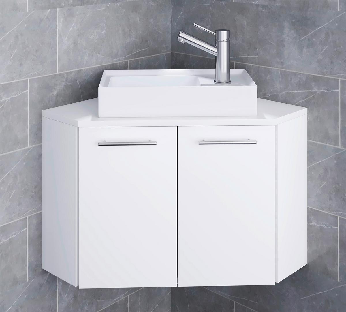 Hängendes Waschbecken Mit Unterschrank B: 50 Cm Weiß - Weiß, MODERN, Keramik/Holzwerkstoff (50cm) - MID.YOU