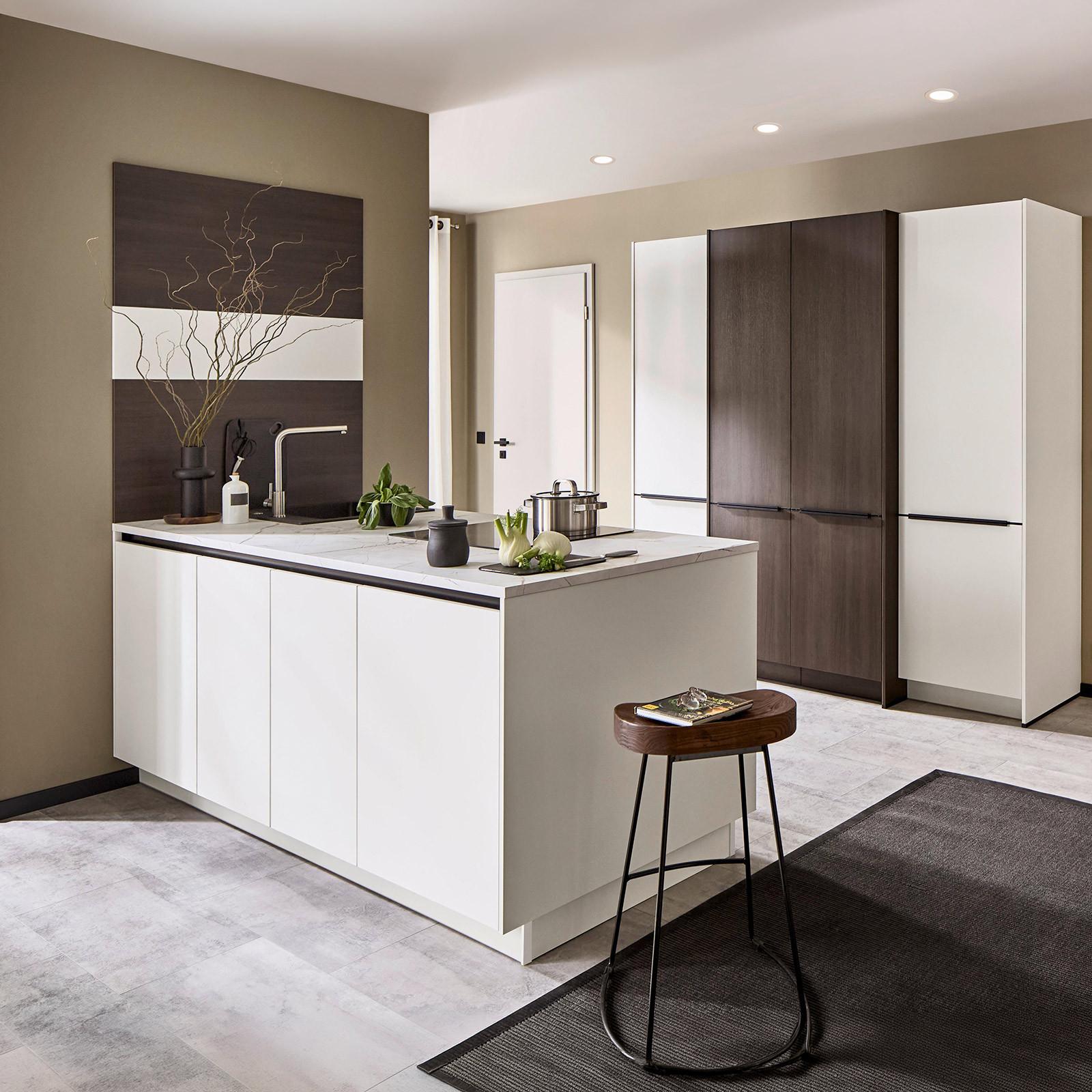 EINBAUKÜCHE IP 3150 - Nussbaumfarben/Weiß, MODERN, Holzwerkstoff (226,4cm) - Impuls