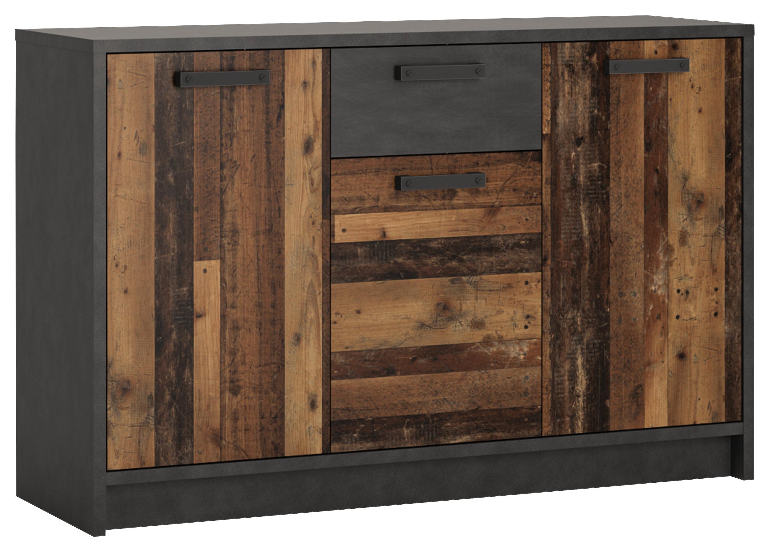 Gyerek Komód Nubi - ótölgy/sötétszürke, Modern, faalapú anyag (128/84/42cm)