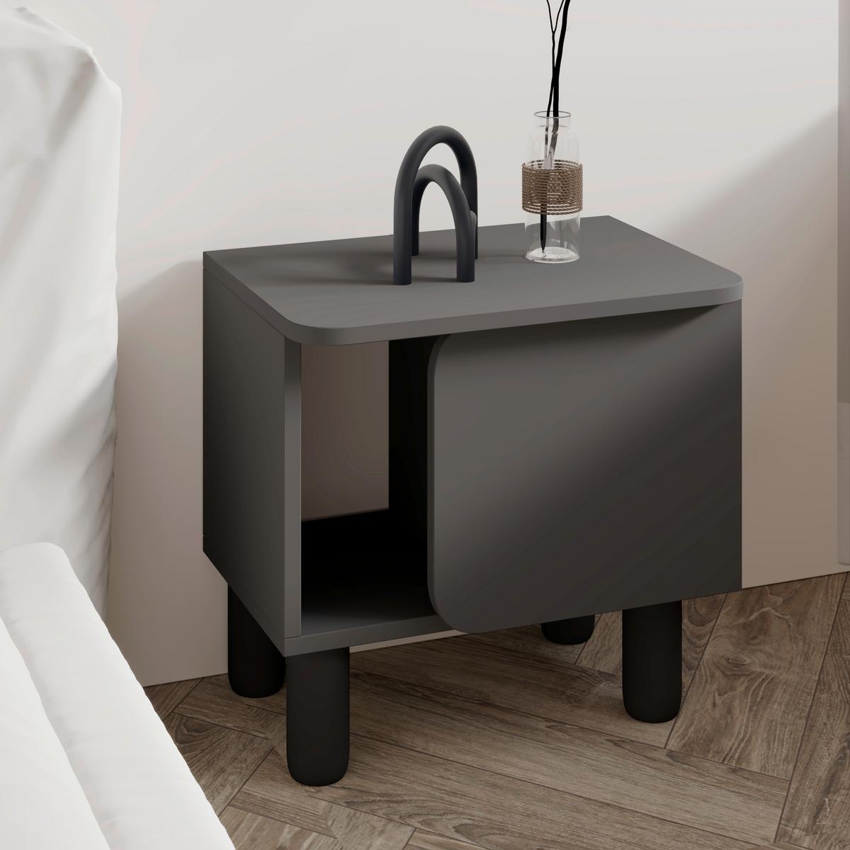 NACHTTISCH River Anthrazit B: 50cm - Anthrazit, Design, Holzwerkstoff (50/30/49cm) - Livetastic