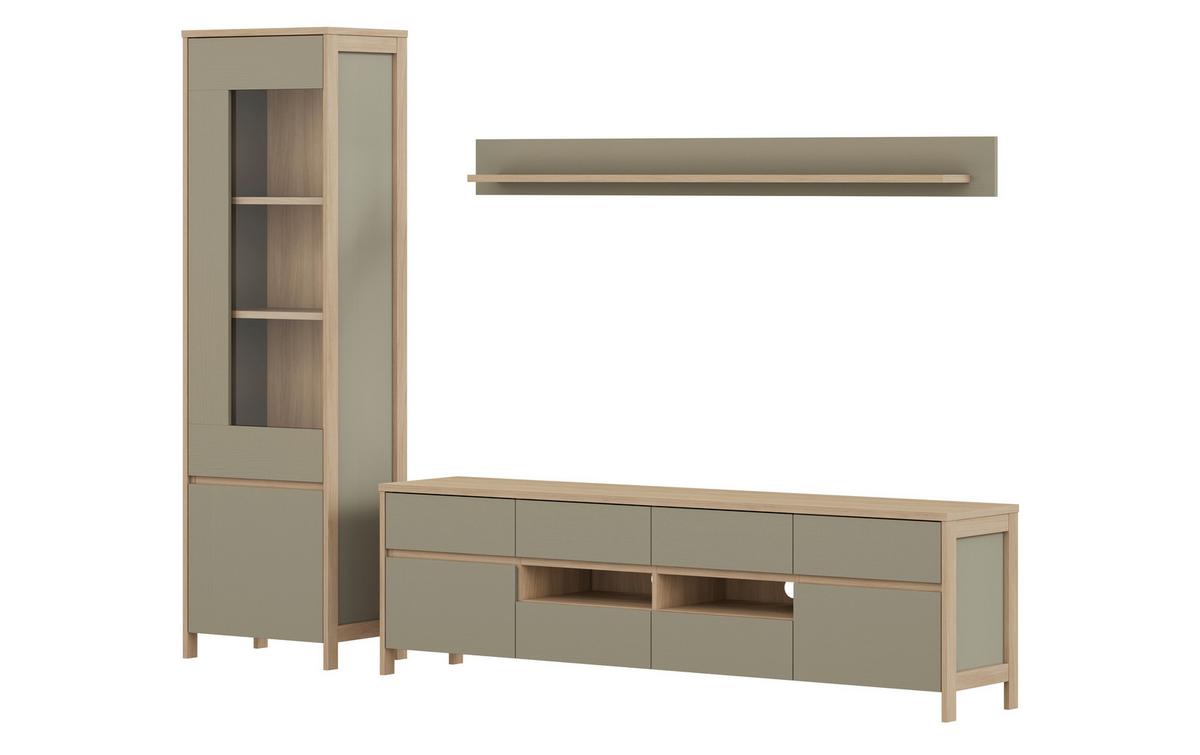 Wohnwand Stranda Eukalyptusholzfarben B: 266cm - Eichefarben/Eukalyptusholzfarben, Design, Holzwerkstoff (266/195/39cm) - MID.YOU