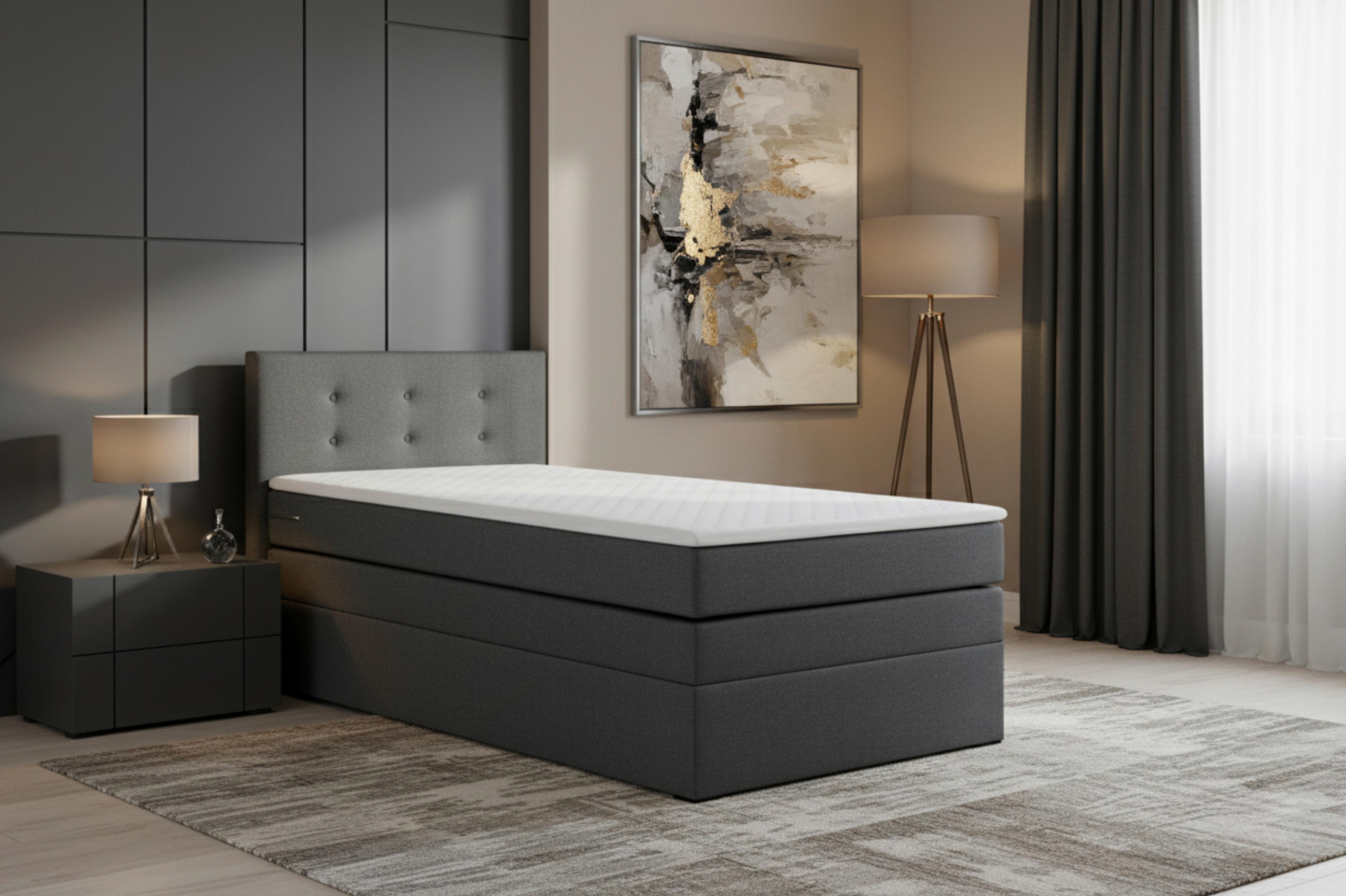 Boxspringbett Siam 2 90x200 Anthrazit - Anthrazit/Schwarz, MODERN, Holzwerkstoff/Textil (90/200cm) - MID.YOU