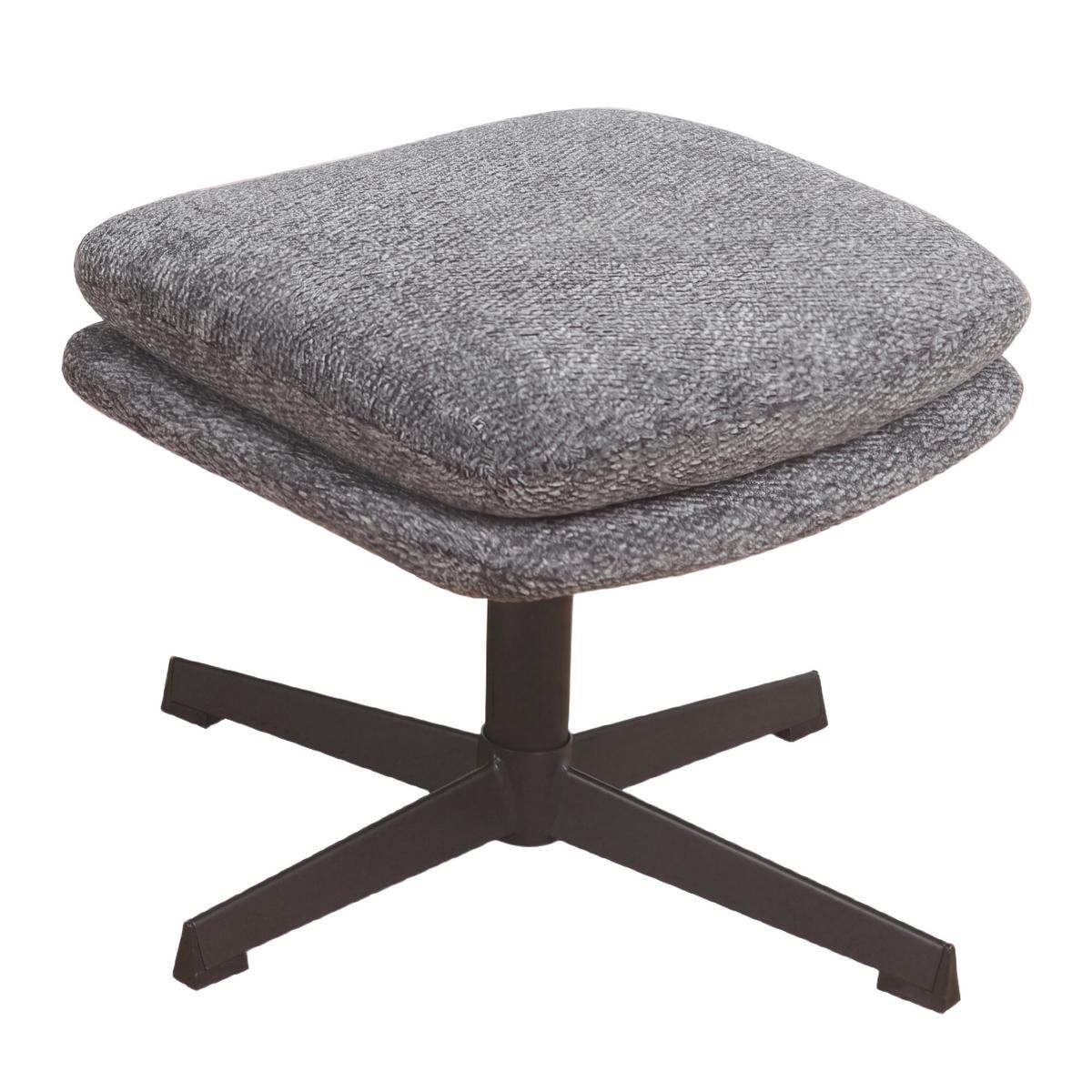 Relaxační křeslo HOUSTON, tm.šedá žinylka, s taburetem - černá/tmavě šedá, Moderní, kov/textil (76/101/87cm)
