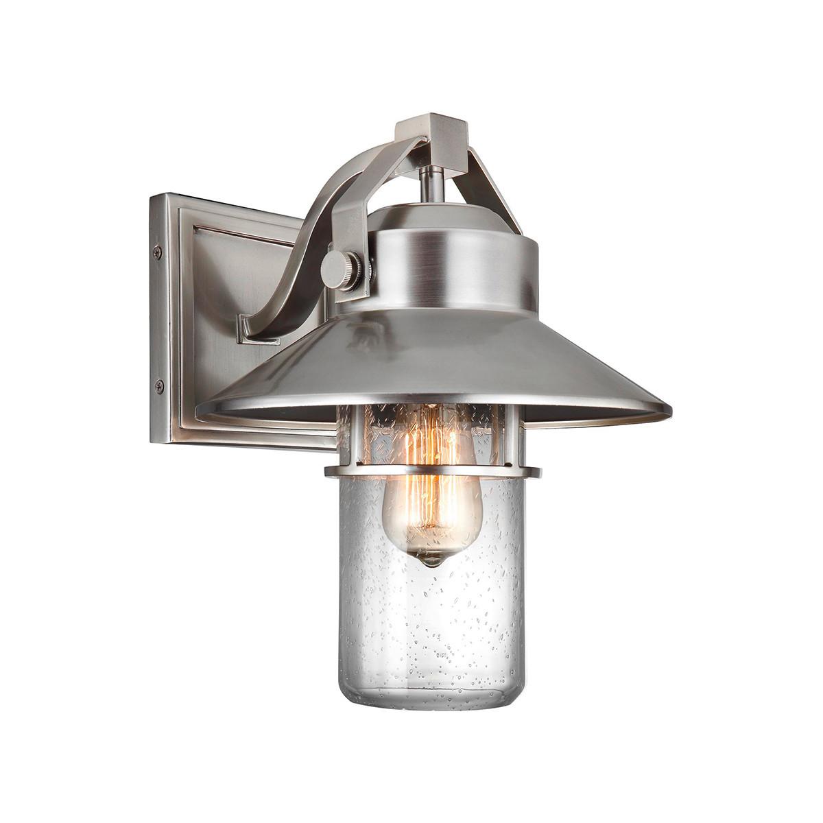 Außenwandleuchte Fe-Boynton2-M - Edelstahlfarben/Grau, KONVENTIONELL, Glas/Kunststoff (26.7/32.8/31.1cm) - Elstead Lighting