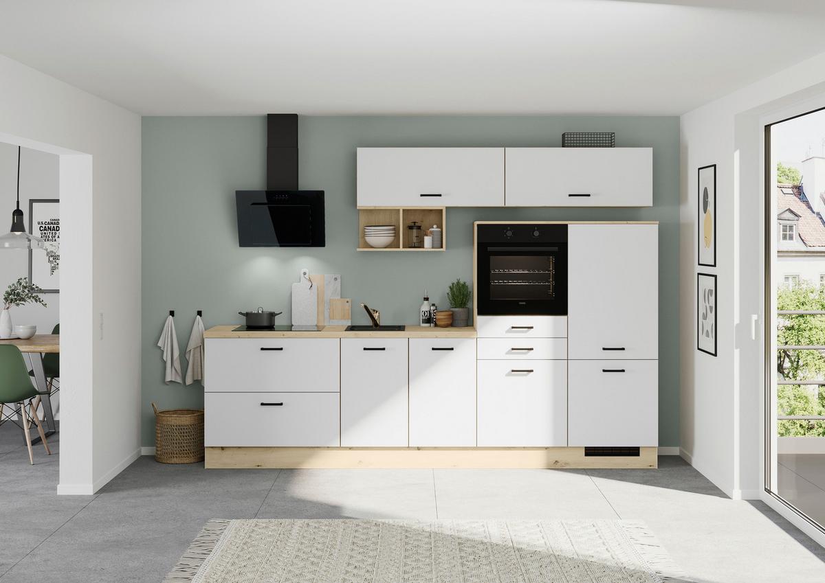Küchenblock Ip1200 - Eichefarben/Weiß, Design, Holzwerkstoff (300cm) - Impuls