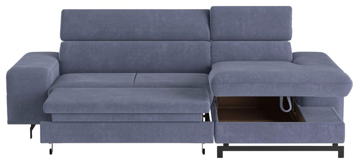 Ecksofa mit Bettkasten Emma Blau 267x165 cm - Blau/Schwarz, Textil (267/165cm) - MID.YOU