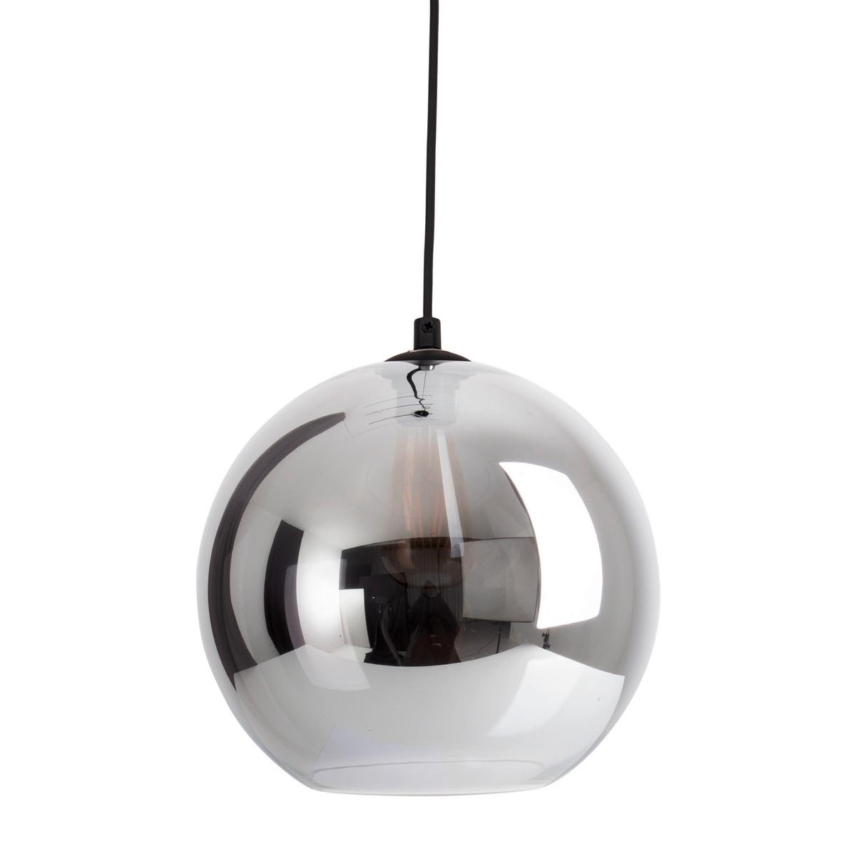 Hängeleuchte Vaso H: 125 cm 1-Flammig, Kugelform - Silberfarben/Schwarz, Design, Glas/Kunststoff (25/125cm) - Näve