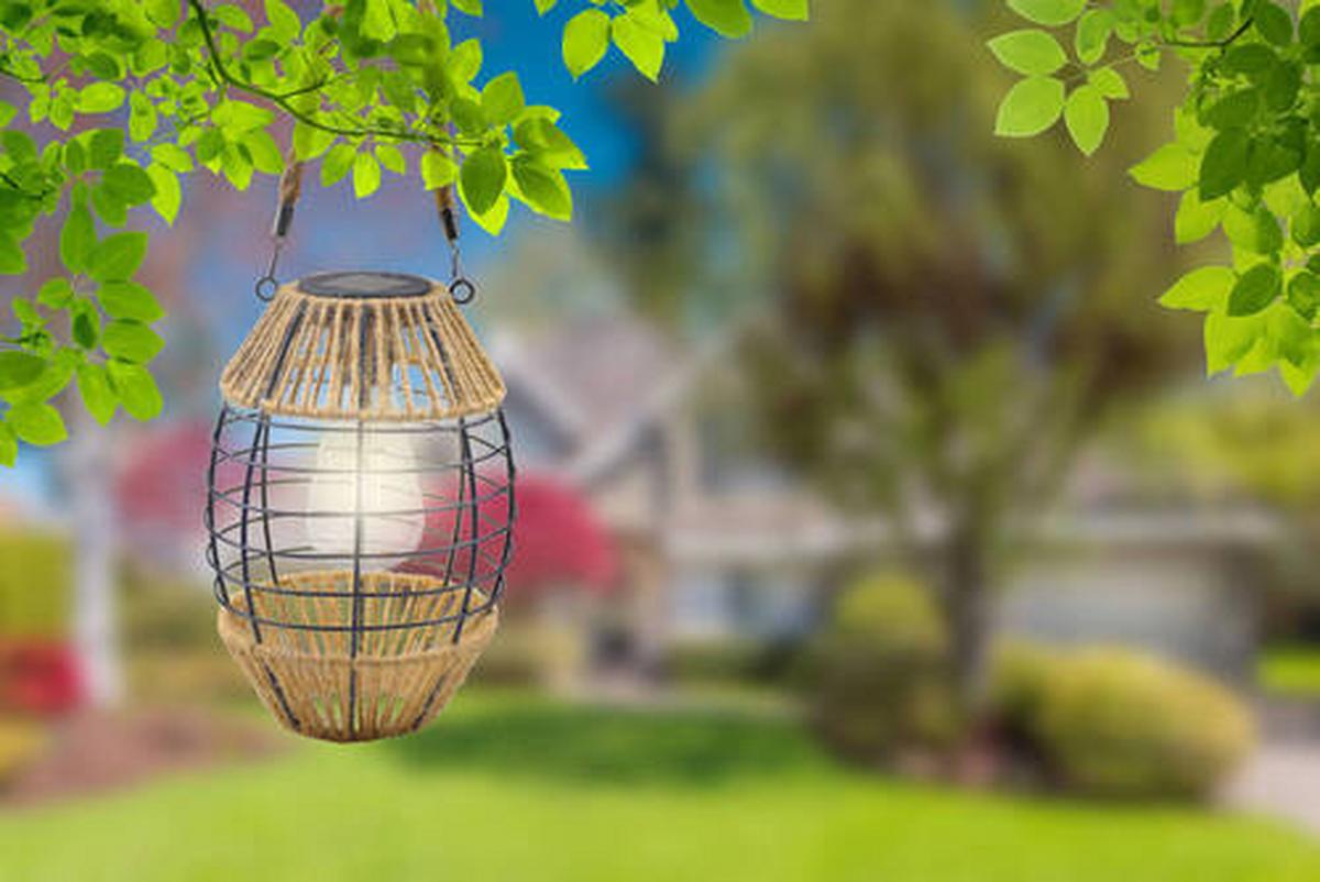 Solarleuchte Naturfarben /schwarz 36669 H: 40,5cm - Klar/Schwarz, Natur, Naturmaterialien/Kunststoff (16,5/40,5cm) - Globo