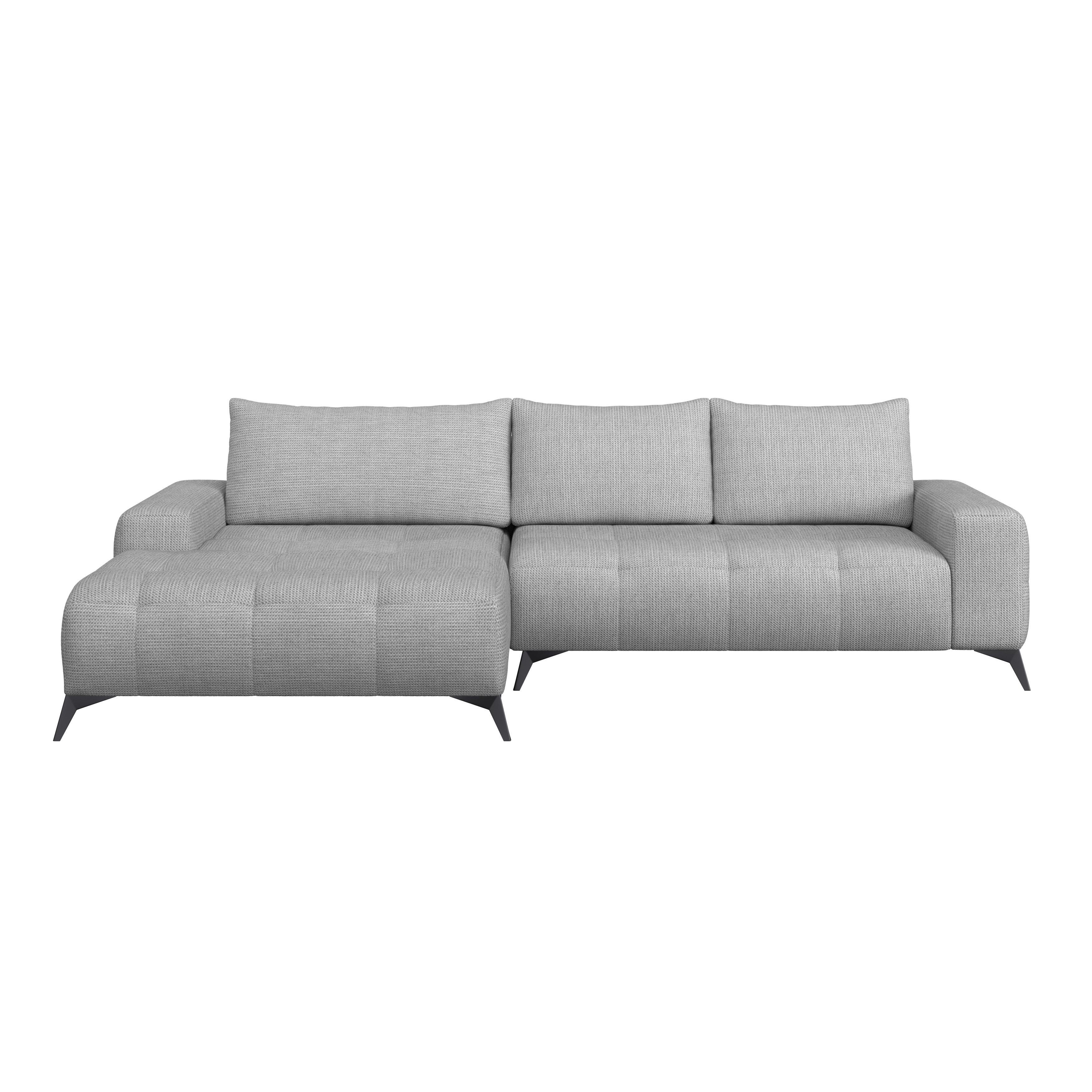 Ecksofa Mauro Grau, mit Schlaffunktion - Schwarz/Grau, Trend, Textil (175/290cm) - Luca Bessoni