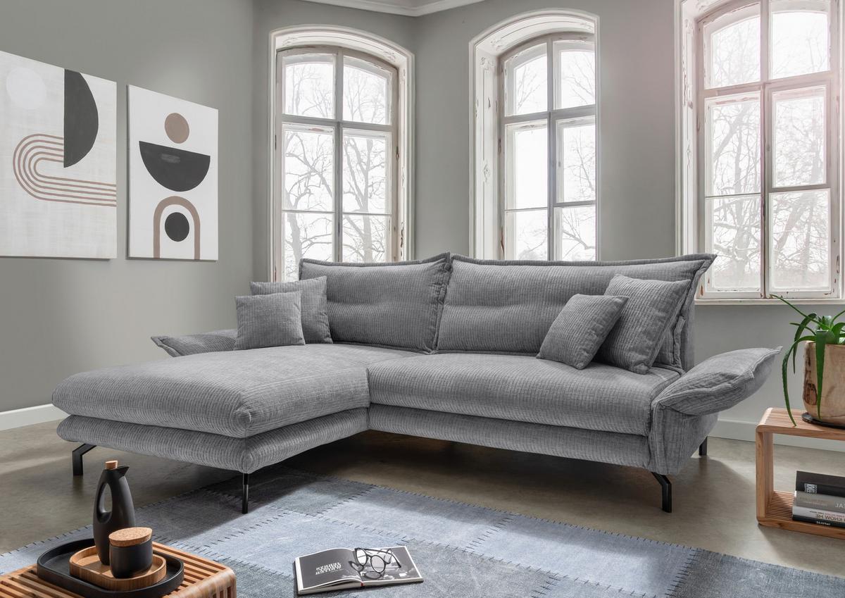 Ecksofa Lava - Schwarz/Grau, Design, Textil (180/255cm) - Livetastic