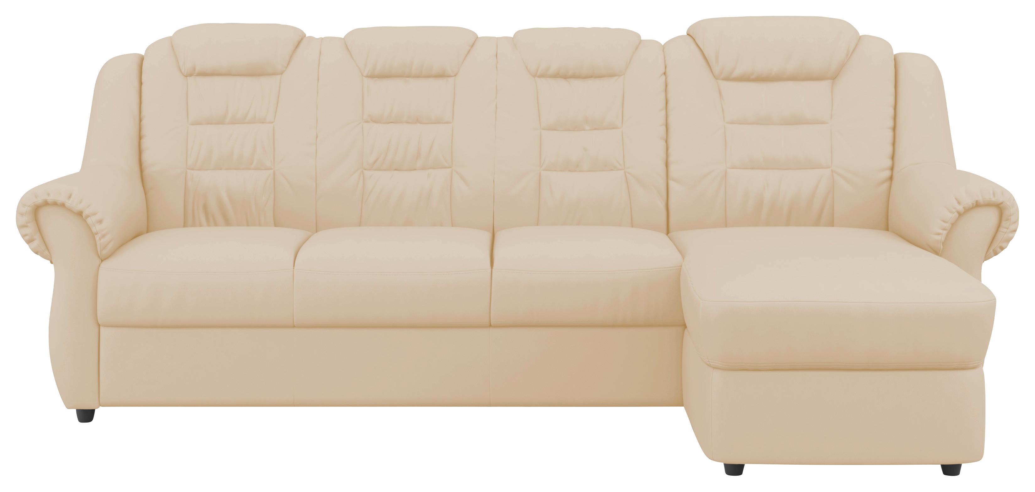 Ecksofa Boston Beige Lederlook - Beige/Schwarz, KONVENTIONELL, Textil (262/165cm) - Livetastic