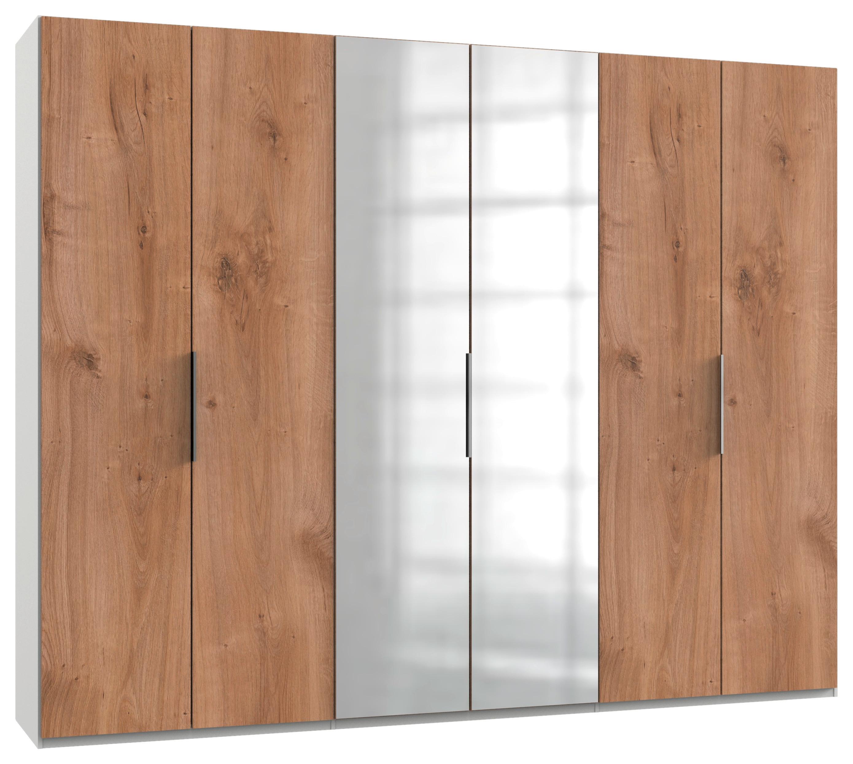 Drehtürenschrank B: 300 cm Level Weiß/Eichefarben Dekor - Eichefarben/Alufarben, MODERN, Holzwerkstoff (300/236/58cm) - MID.YOU