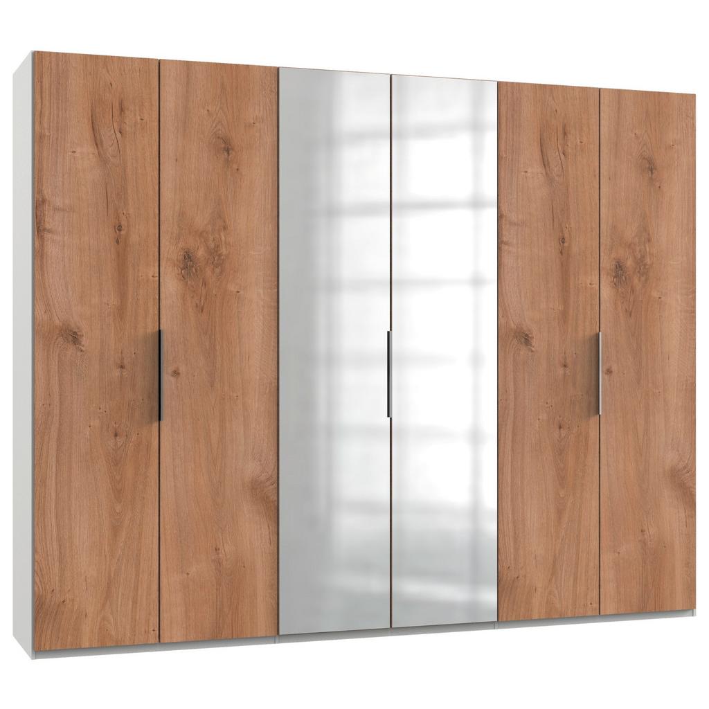 Drehtürenschrank B: 300 cm Level Weiß/Eichefarben Dekor