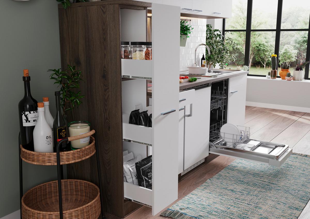 Küchenblock Oliver Singleküche 225 cm - Eichefarben/Weiß, Basics, Holzwerkstoff (225cm) - Respekta