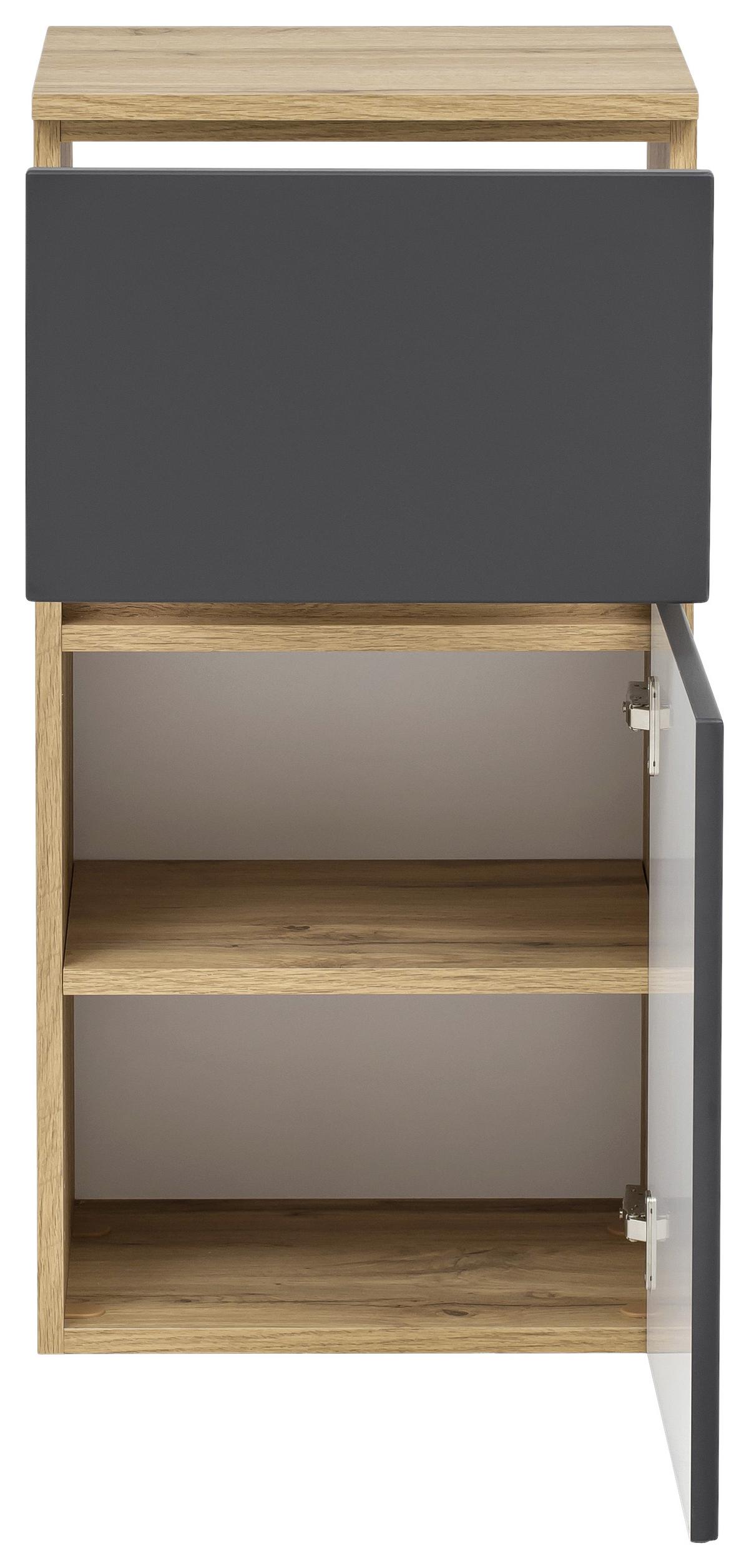 Unterschrank Kopenhagen B: 40 cm Grau/Eiche Dekor - Eichefarben/Silberfarben, KONVENTIONELL, Holzwerkstoff (40/79/35cm) - Held