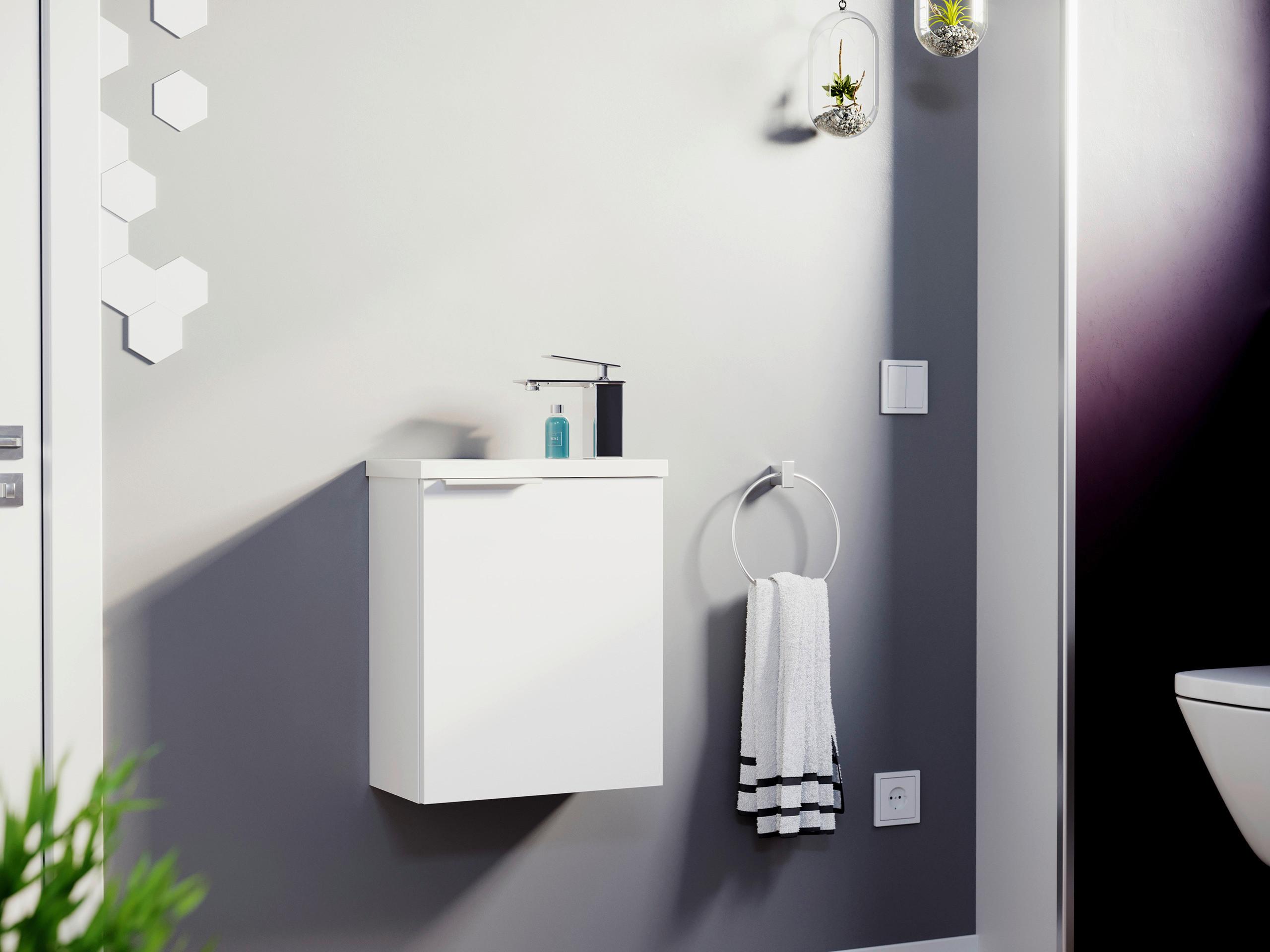 Gästebad Pieni Weiß Hg B: 40 Cm - Weiß Hochglanz, MODERN, Holzwerkstoff/Stein (40cm) - MID.YOU