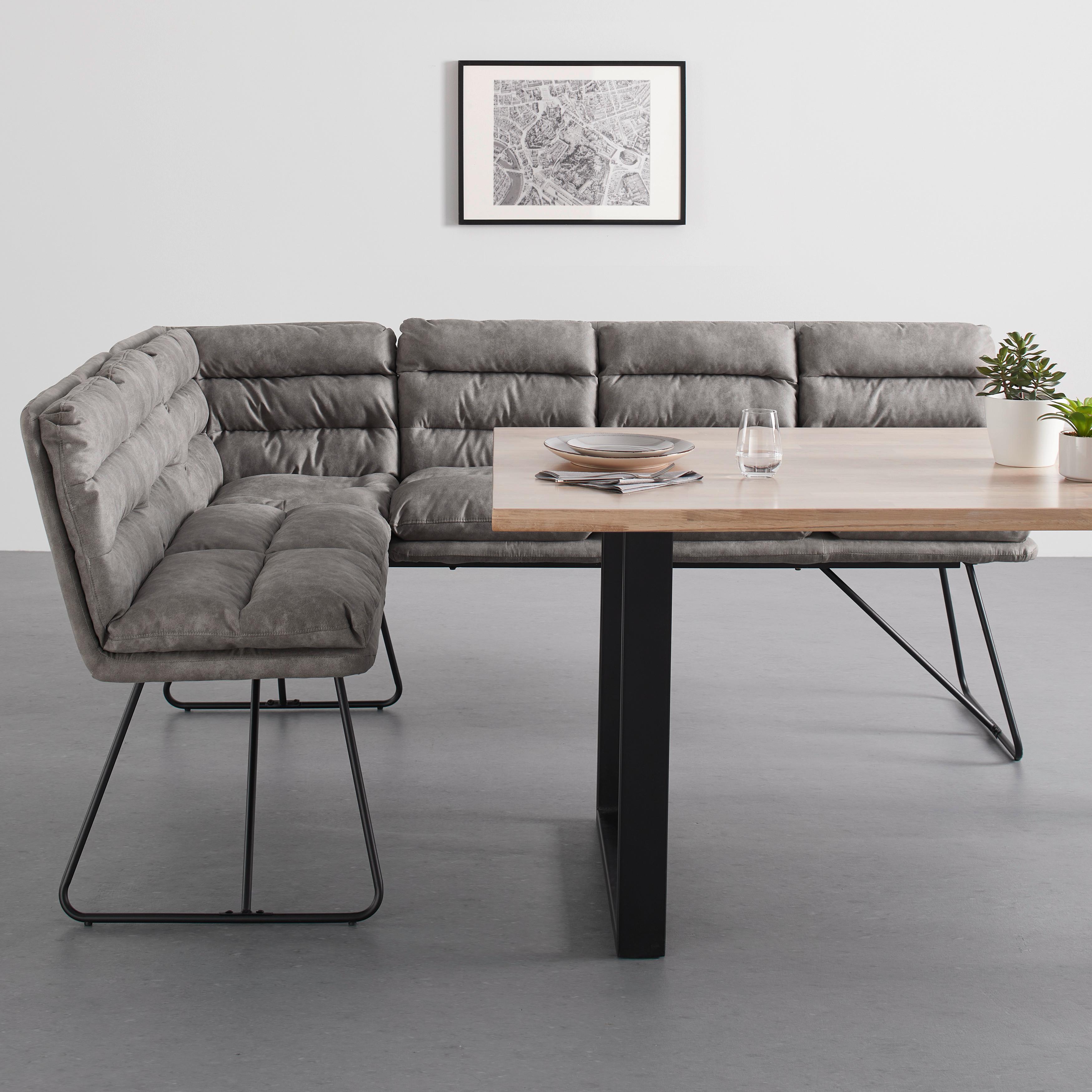 Rohová Lavice Kona Šedá - šedá/černá, Moderní, kov/textil (154/89/201cm) - P & B
