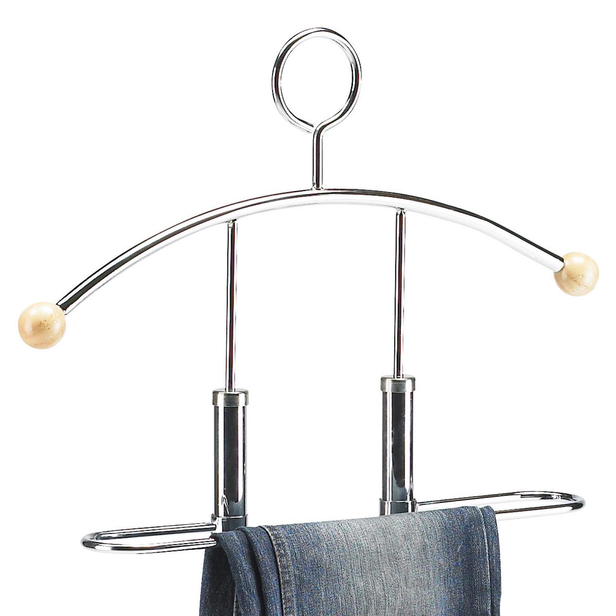 Herrendiener Rudy II B: 28 cm mit Hosenbügel Metall Chrom - Chromfarben/Buchefarben, KONVENTIONELL, Holz/Metall (28/113cm) - Mömax