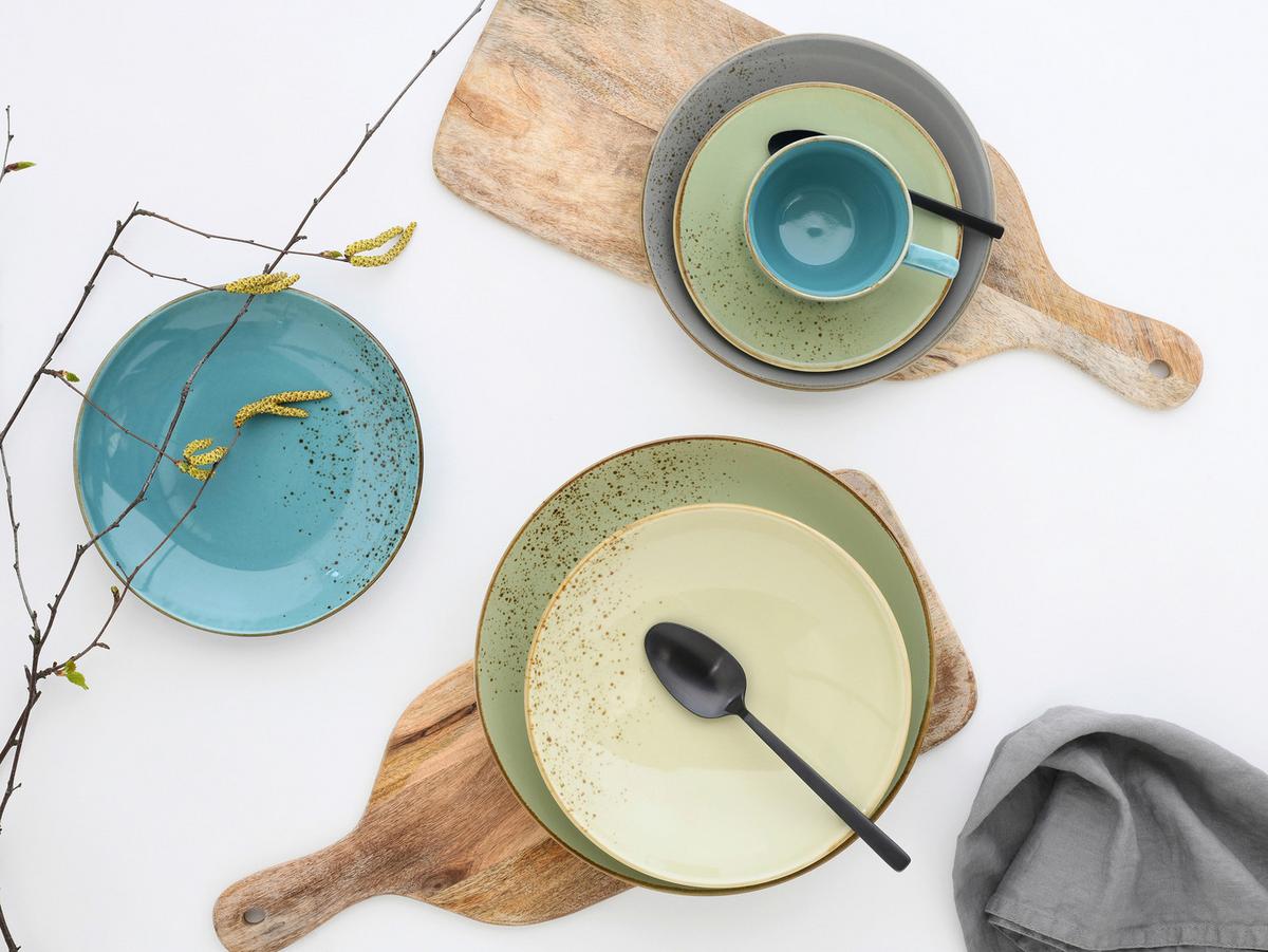 DESSERTTELLERSET 22042 NATURE COLLECTION - Türkis, Trend, Keramik (21cm) - Creatable