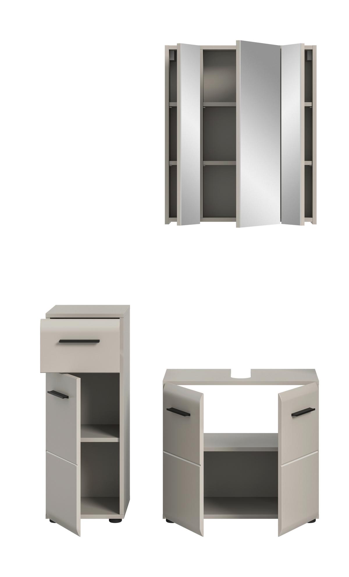 Badezimmer Ice Kaschmir B: 90cm - Kaschmir/Schwarz, Trend, Glas/Holzwerkstoff (90cm) - MID.YOU