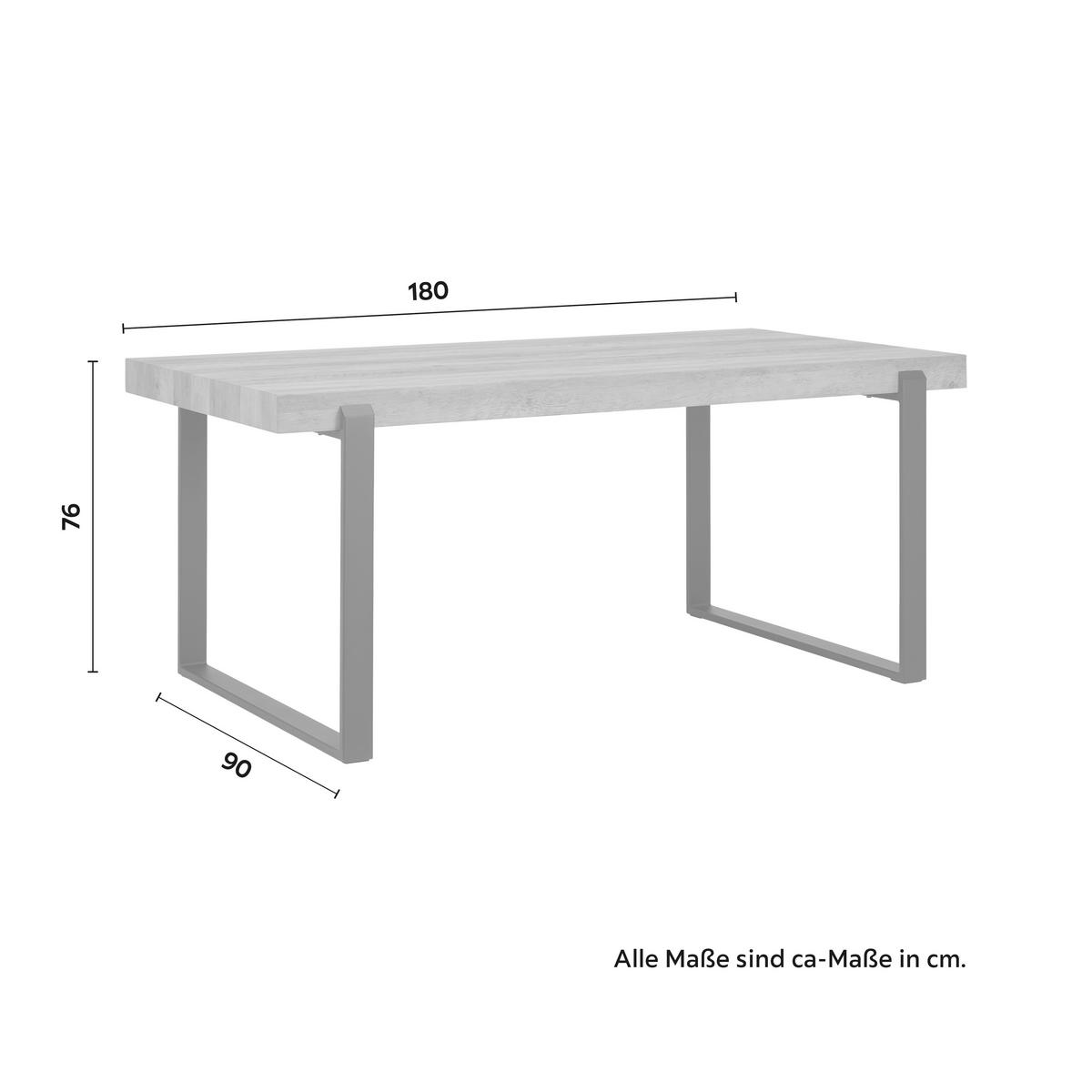Jídelní stůl Mila - dekor dub 180x90 cm - černá/barvy dubu, Moderní, kov (180/90/76cm) - Bessagi Home