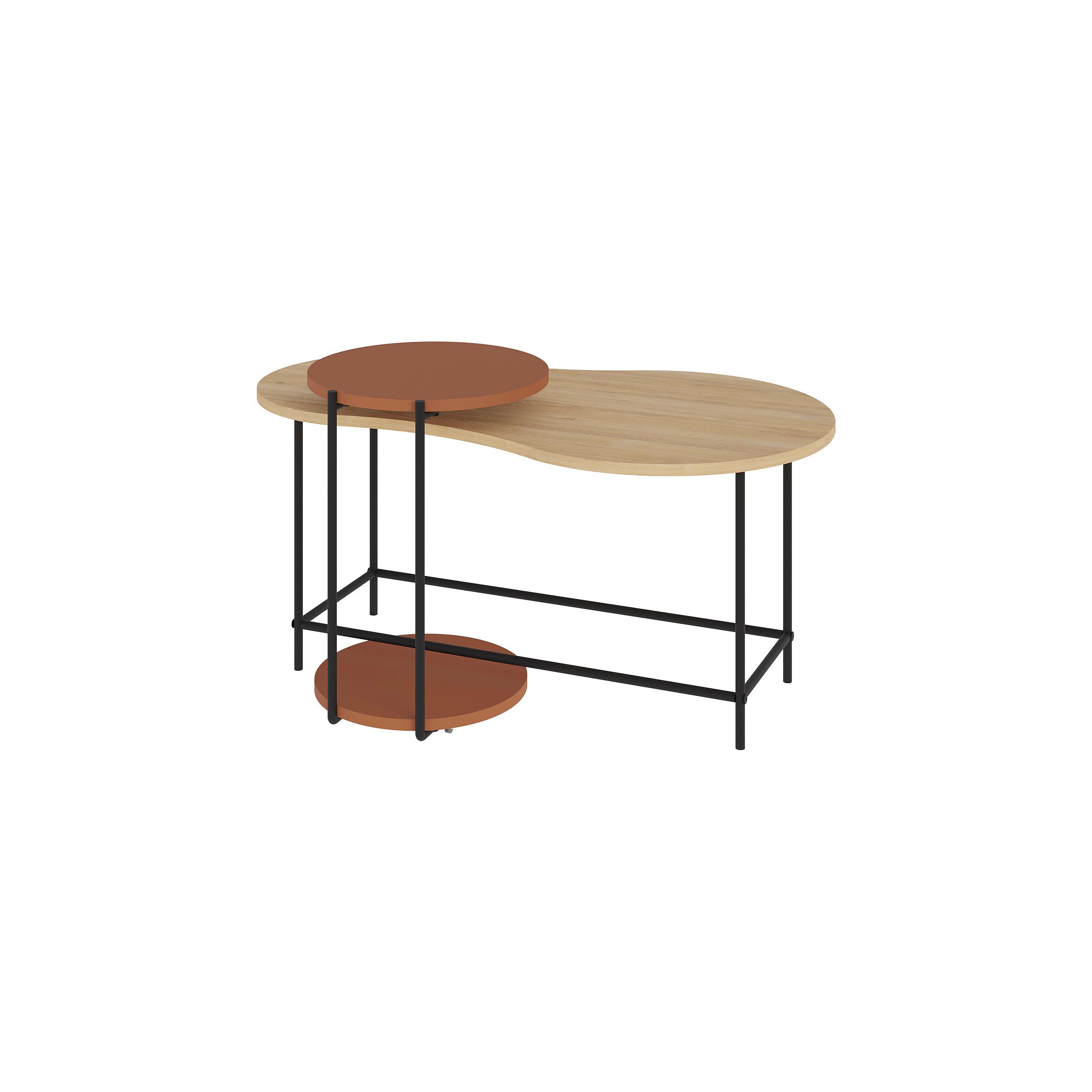 Couchtisch Cuddle Eiche/dunkelorange B: 58 Cm - Eichefarben/Dunkelorange, Design, Holzwerkstoff/Metall (102/58/47cm) - Livetastic