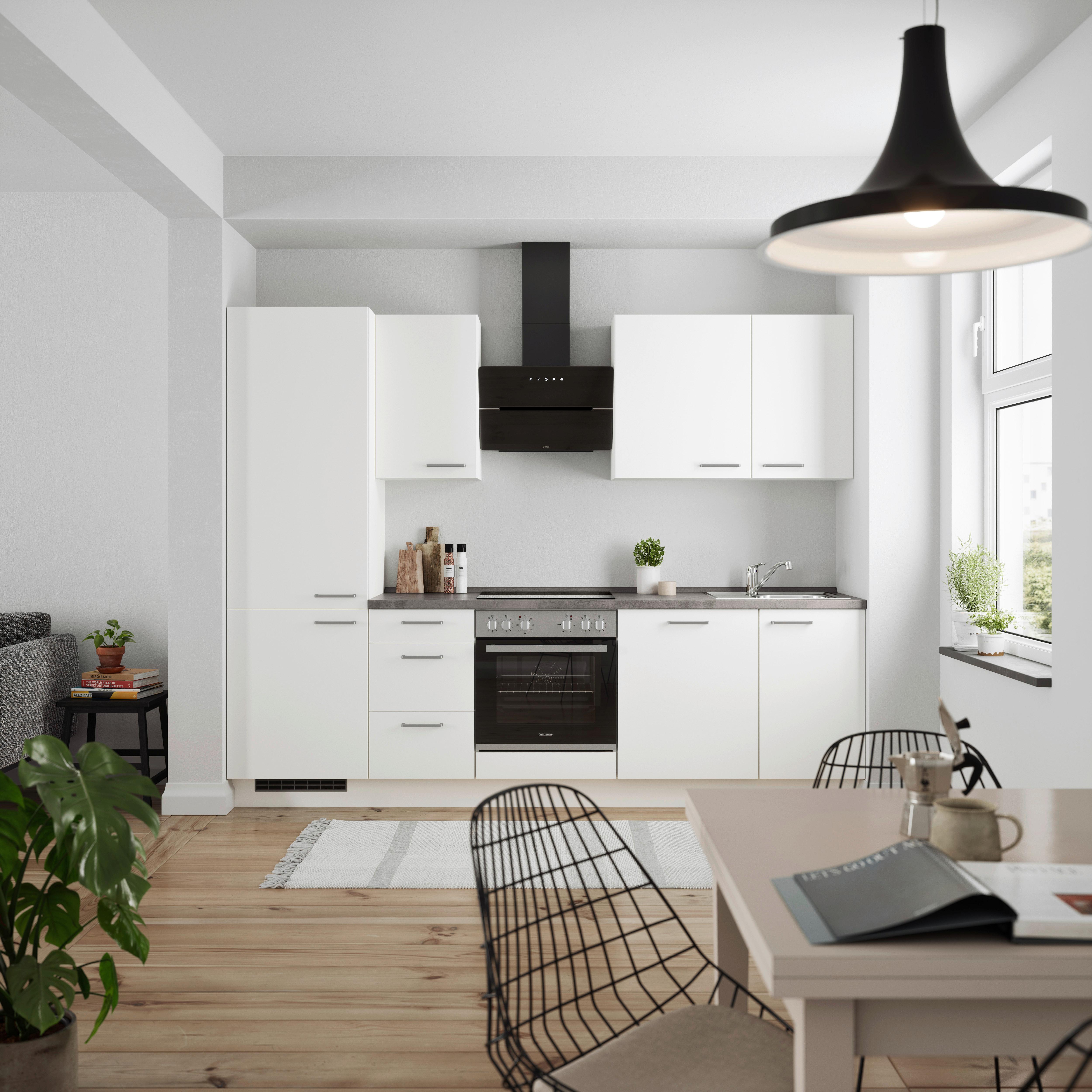 KÜCHENLEERBLOCK TOUCH HIGH - LINE, H6 LINKS - Weiß/Grau, MODERN, Holzwerkstoff (270cm) - Nobilia