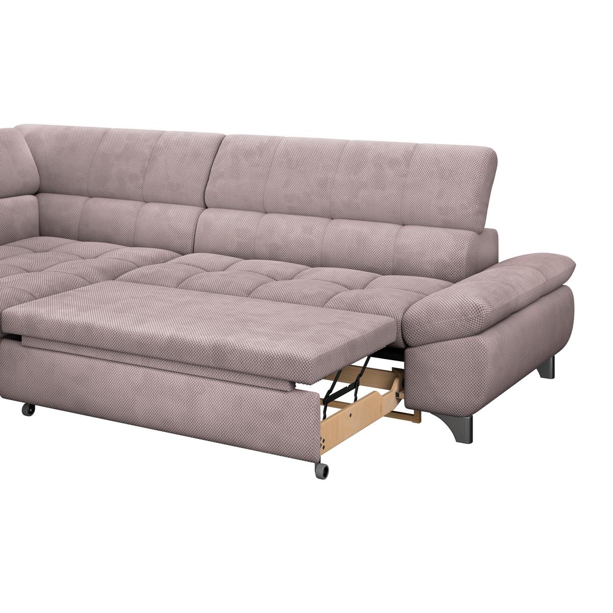 Eckbank Gemini Rosa, B: 234cm - Chromfarben/Rosa, KONVENTIONELL, Textil (234/312cm)