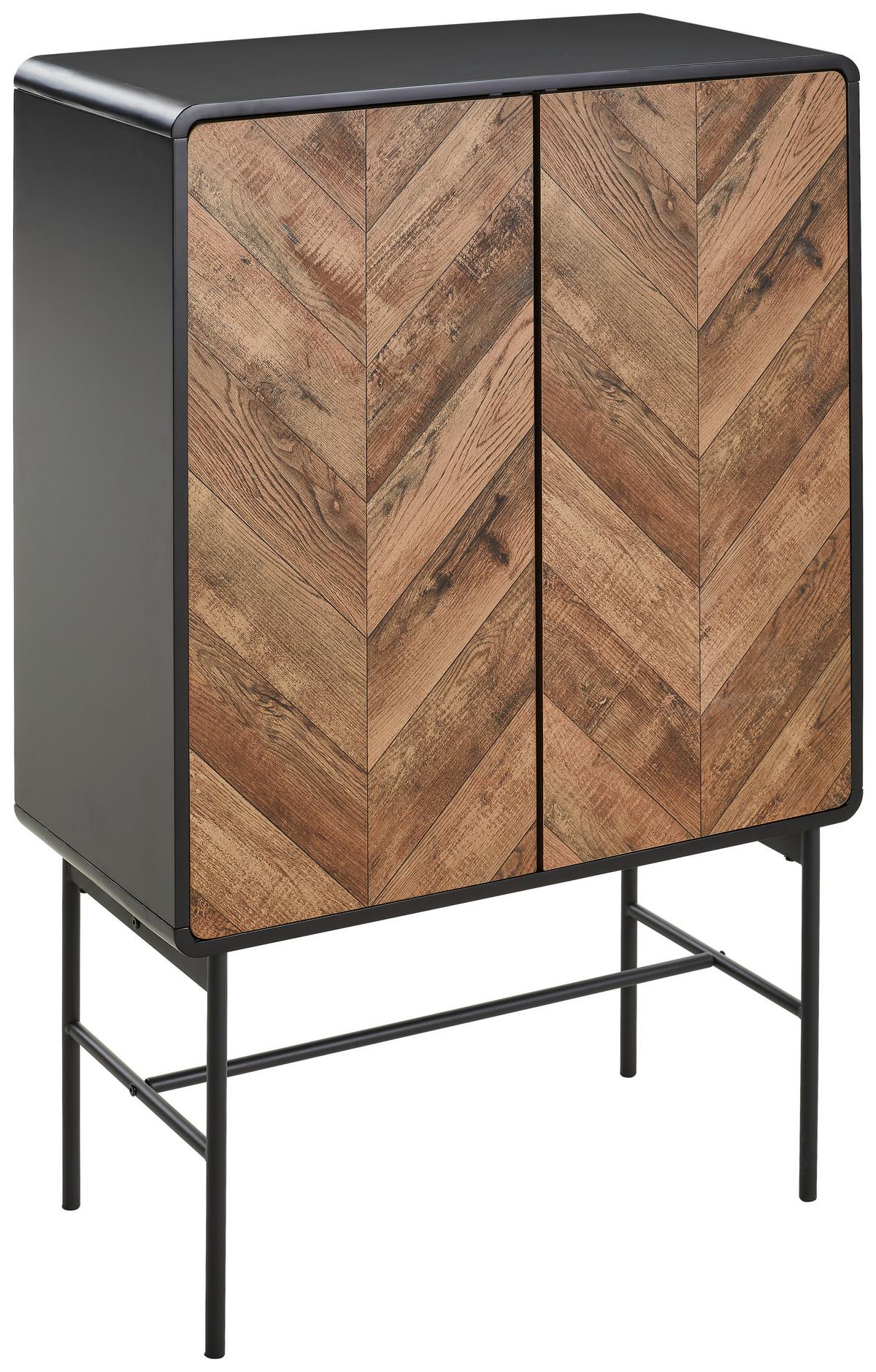 Kommode Sandy B: 80 cm Eichefarben - Eichefarben/Schwarz, MODERN, Holzwerkstoff/Metall (80/122/40cm) - MID.YOU