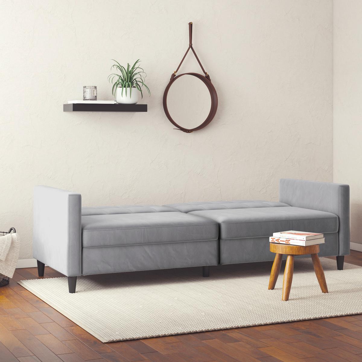 Schlafsofa Hannover Grau, mit Schlaffunktion - Schwarz/Grau, Basics, Textil (203/82/83cm) - Livetastic