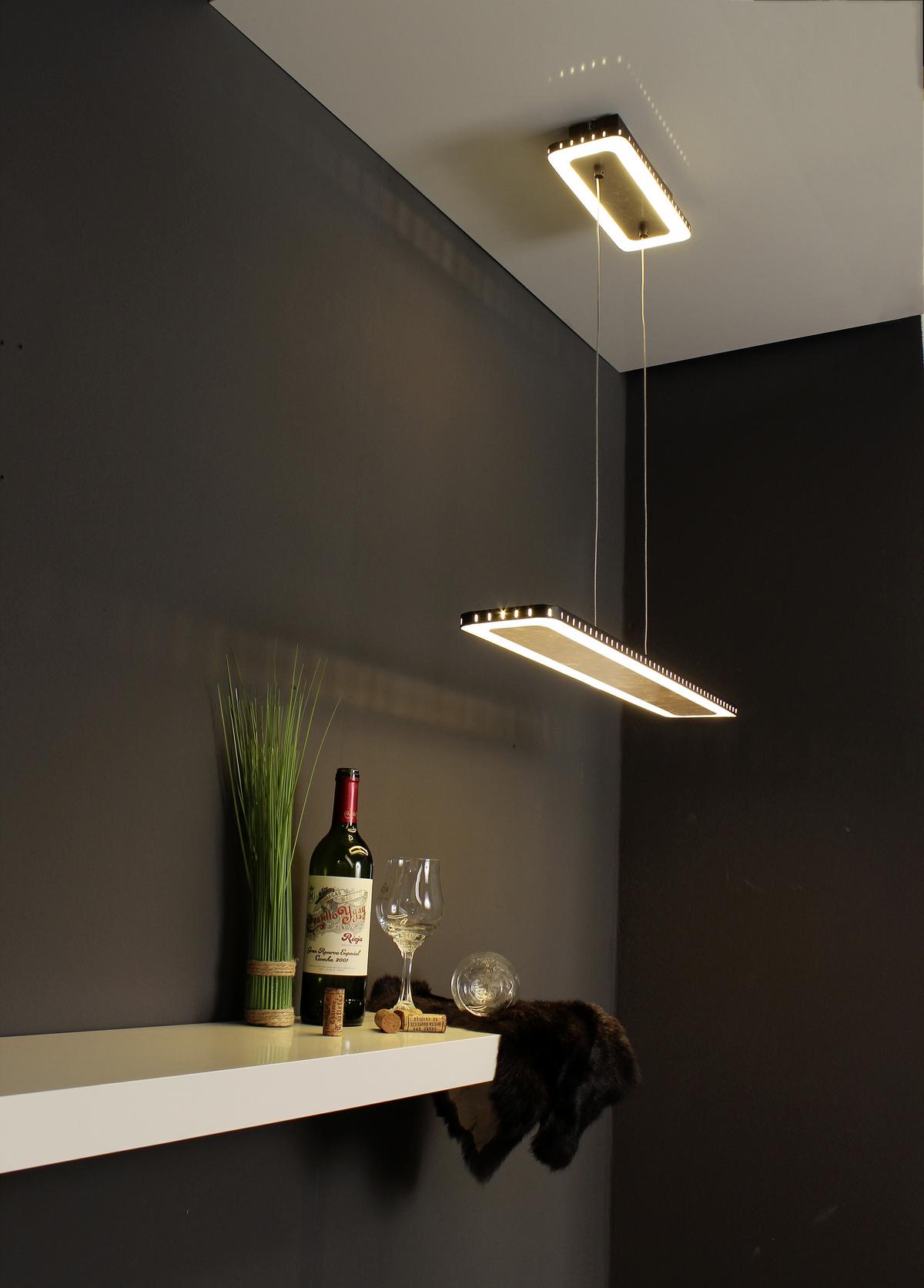 LED-Hängeleuchte Go Solaris H: 120 cm 2-Flammig dimmbar - Goldfarben/Schwarz, Design, Metall (70/12/120cm)