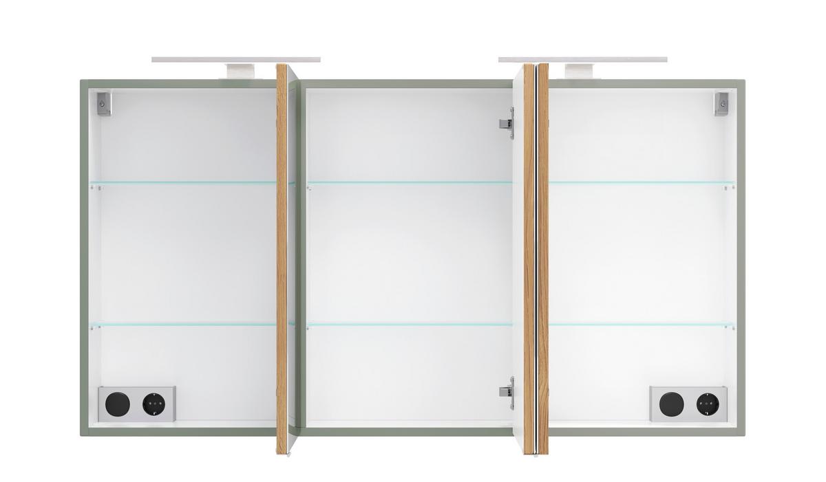 SPIEGELSCHRANK Verona Schilfgrün B: 120cm - Schilfgrün/Wildeiche, Trend, Glas/Holzwerkstoff (120/64/20cm) - Held
