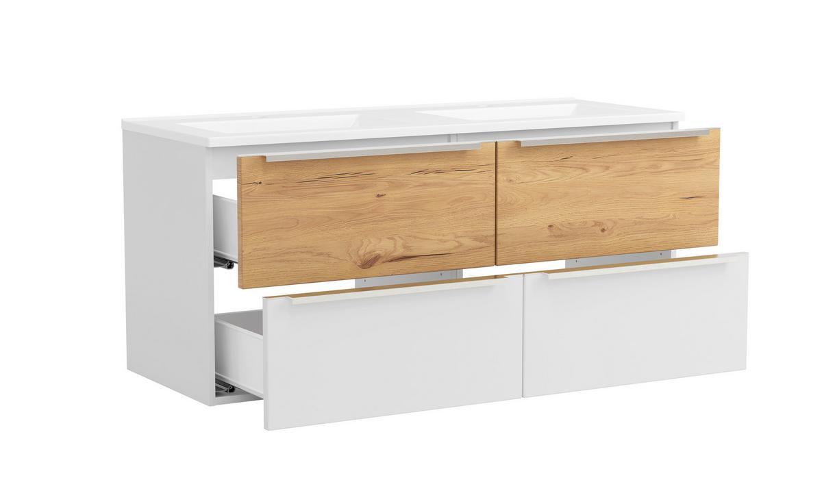 WASCHTISCHKOMBI Verona Weiß/Wildeiche B: 120cm - Wildeiche/Weiß, Trend, Holzwerkstoff/Stein (120/54/47cm) - Held