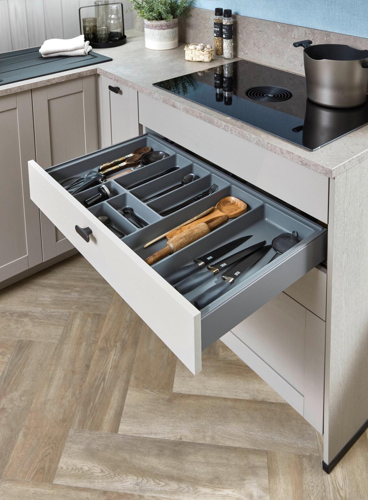 Eckküche Fermo/eastbourne - Hellbraun/Blau, MODERN, Holzwerkstoff (303,4/181,8cm) - Vertico