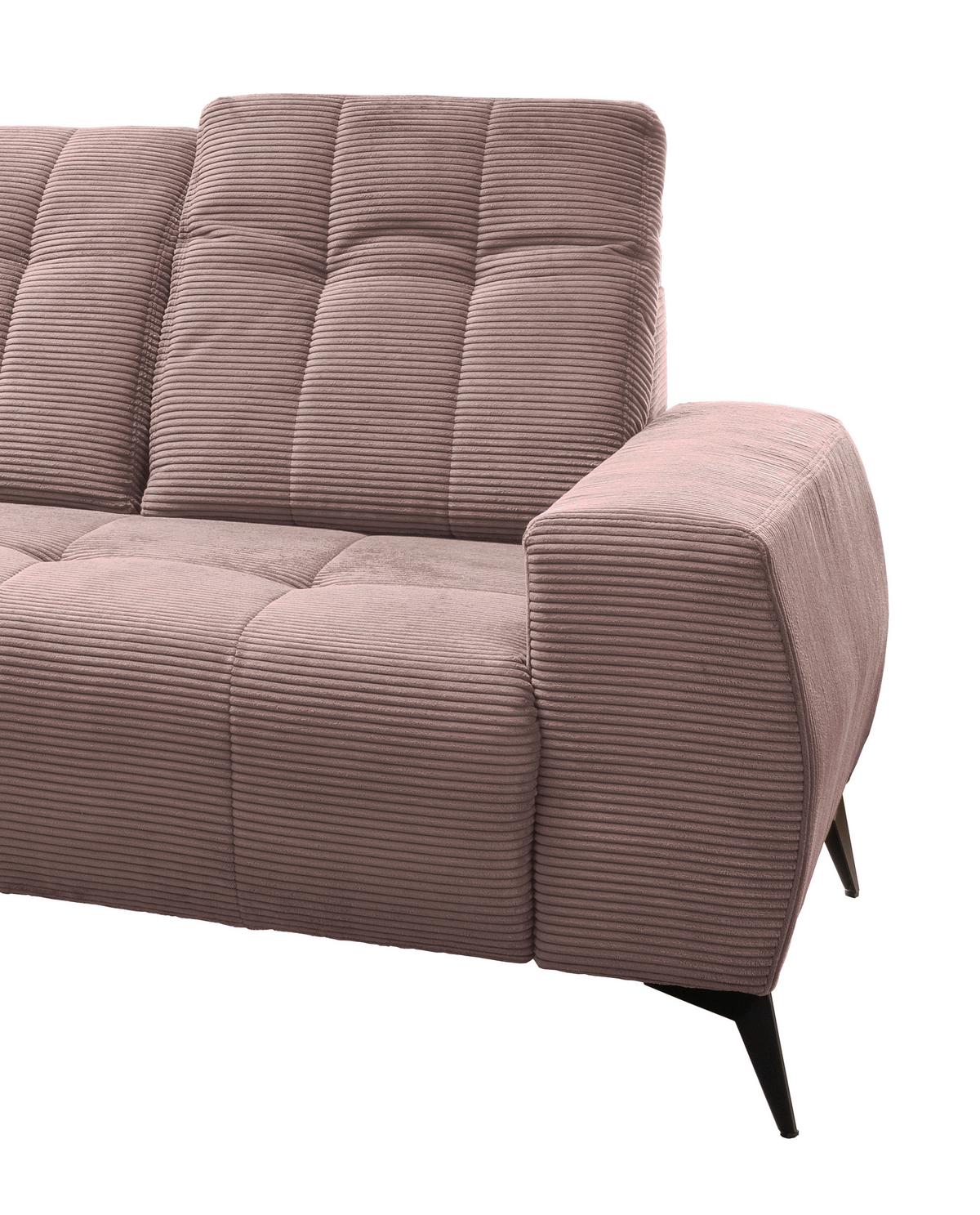 Ecksofa mit USB Anschluss Sano, Rosa, S: 180x258 cm - Schwarz/Rosa, MODERN, Textil (180/258cm) - Livetastic