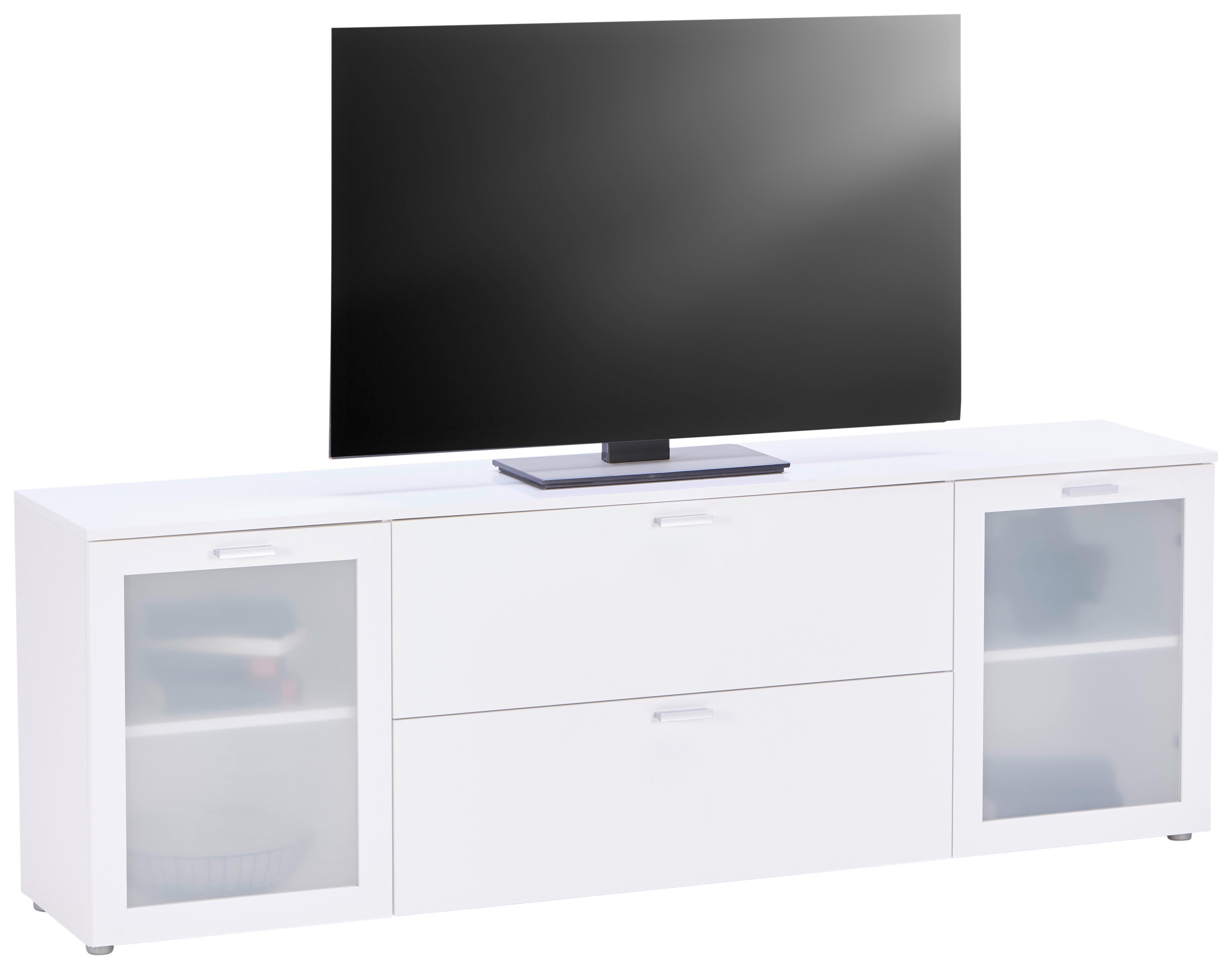 Tv Stolík Xeno - biela, Moderný, kompozitné drevo/sklo (180/62/37cm)